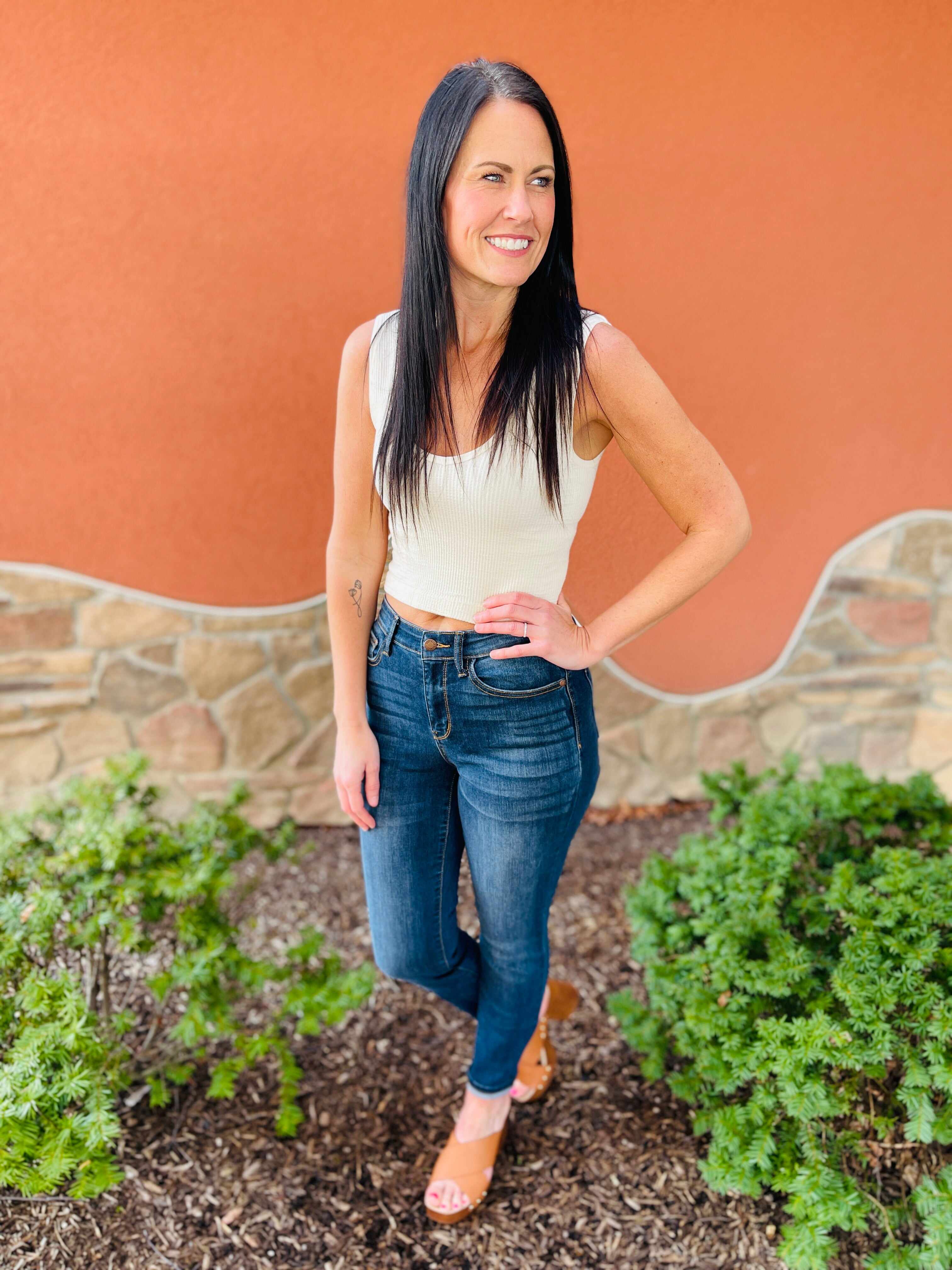 Reg/Curvy Blessed and NonDistressed Relaxed Fit Jeans
