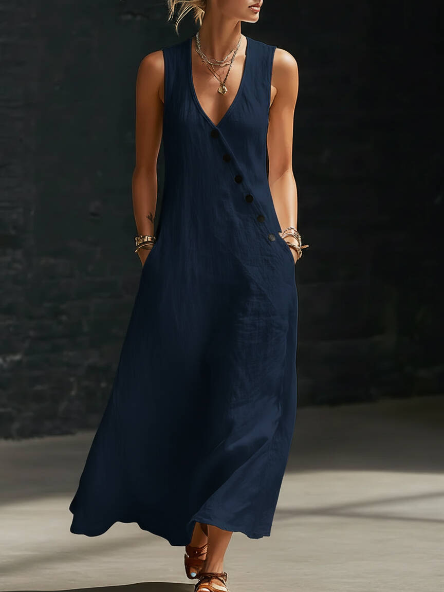 🔥Summer Arrivals🌟Minimalist And Cozy Button-up Dress