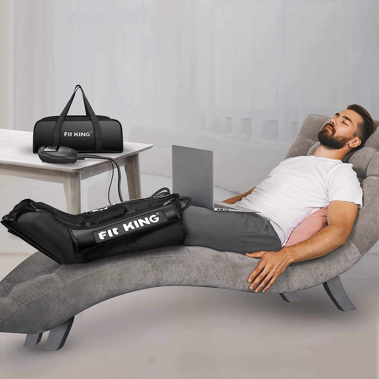 FIT KING Leg Compression Boots Massager for Foot and Calf Recovery, Upgraded Leg Massager for Blood Circulation, Muscle Relaxation, Relief Soreness and Pain, FSA-HSA Approved