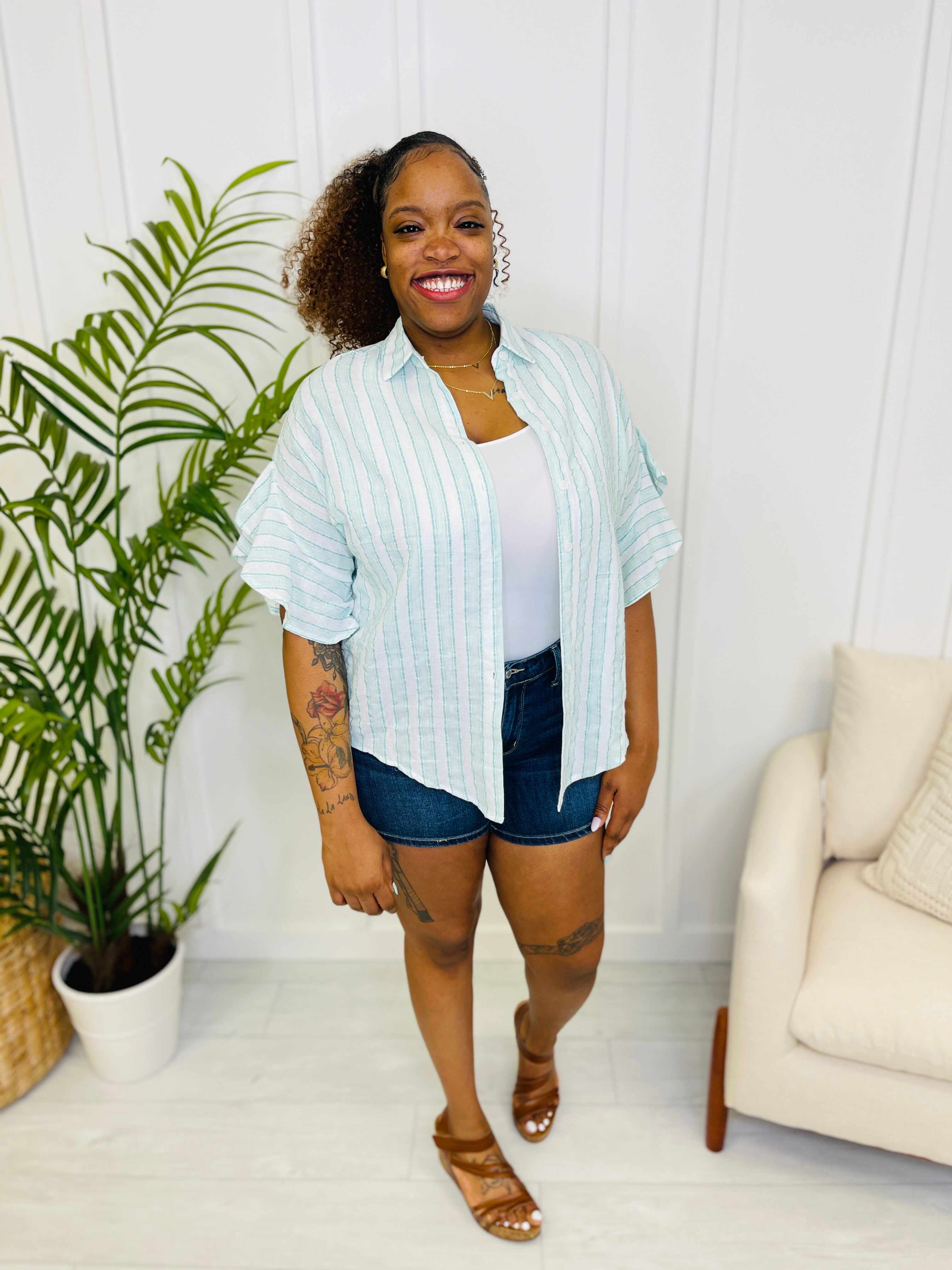 Plus/Reg Sweet Summertime Mid Rise Dark Wash Shorts