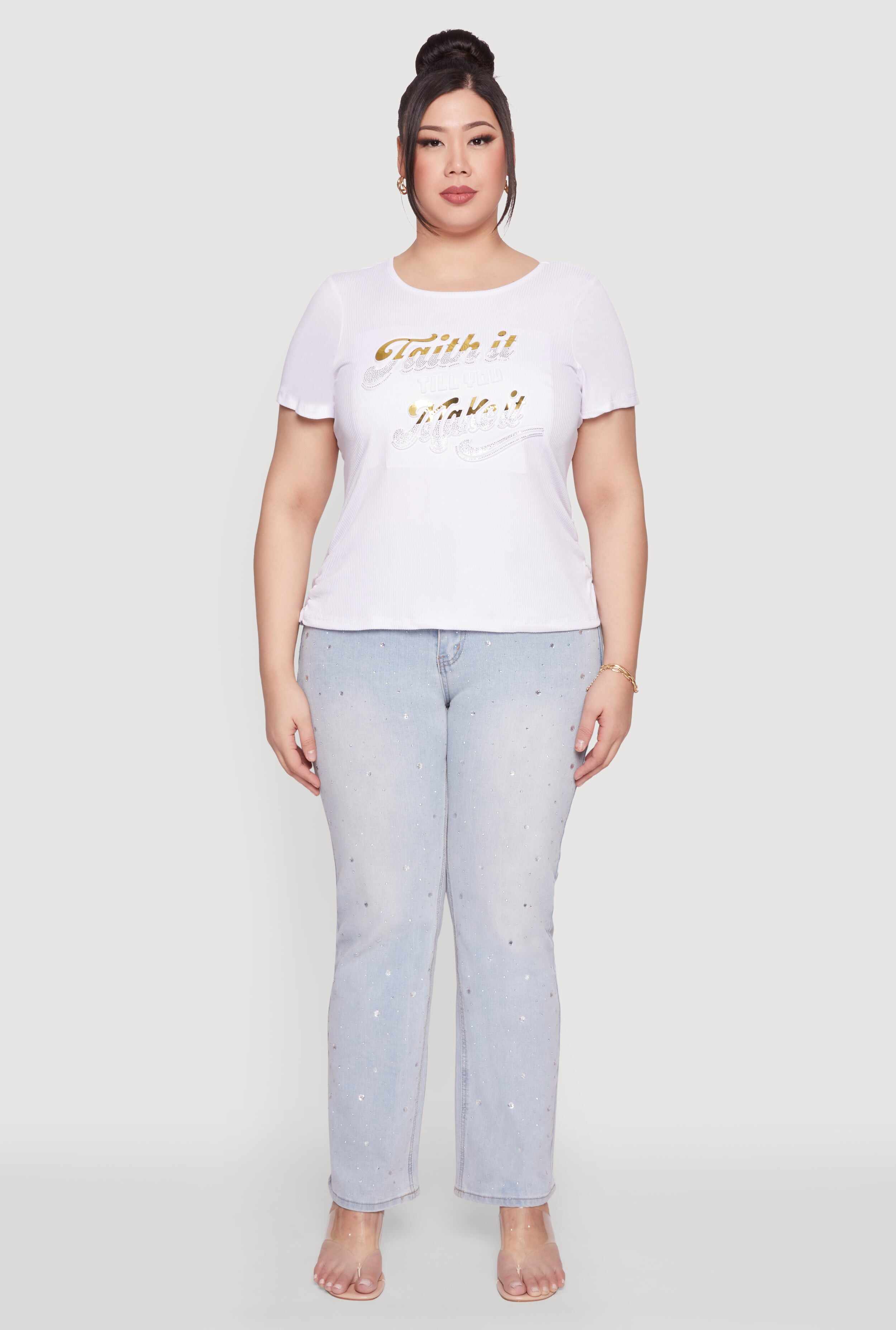 Plus Size Faith It 3D Foil Graphic Tee