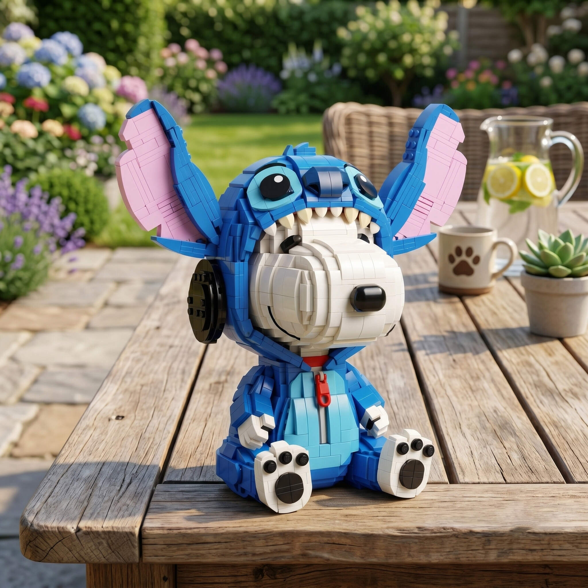 Adorable Blue Costume Puppy Collectible Building Blocks - Fun 3D Assembly Kit