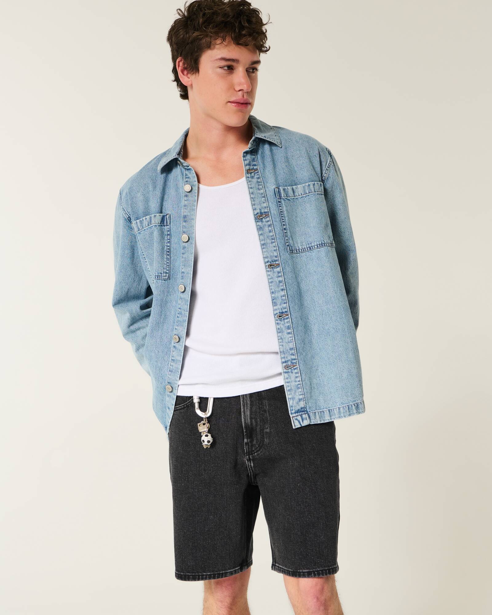 Above-the-Knee Loose Denim Shorts