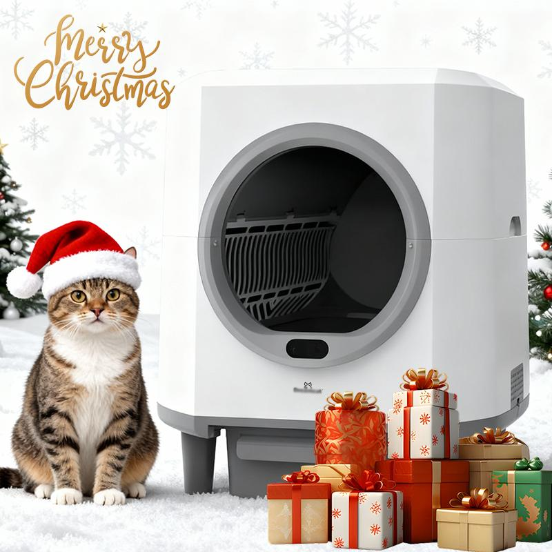 Smart Cat Litter Box, Hands-Free Self-Cleaning, Large-Capacity, Odor-Free, APP Control, Multi-Cat Home, Modern Design, Includes Floating Brush & Aroma Box
