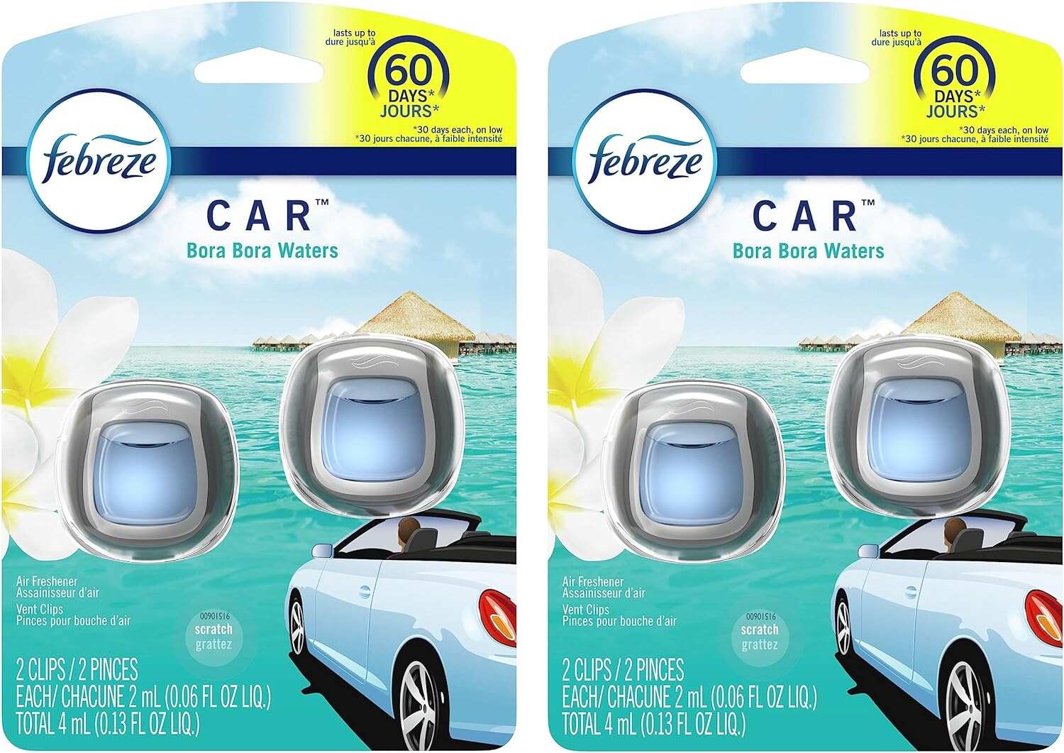 Febreze Car Air Fresheners, New Car Scent, Odor Eliminator for Strong Odors Car Vent Clips (2 Count)