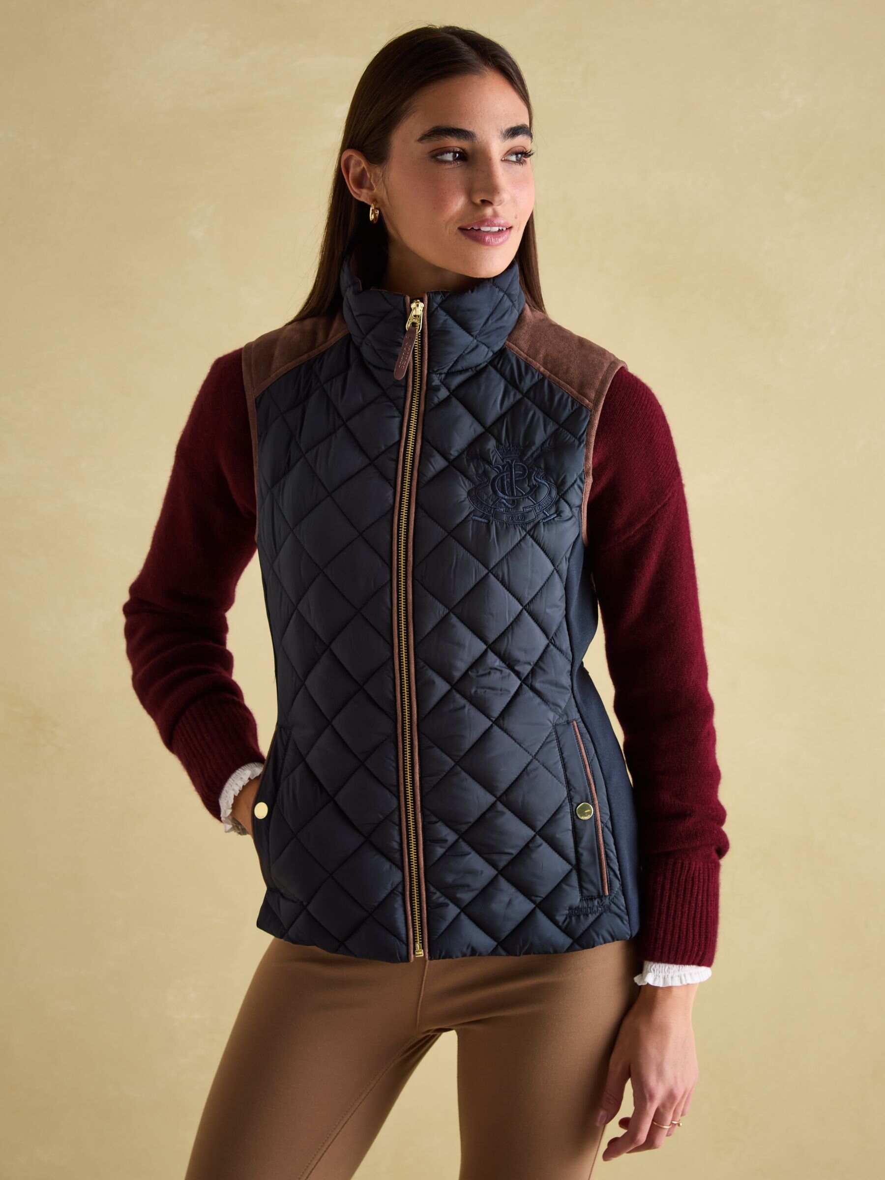 Braemar Luxe Khaki Green Showerproof Diamond Quilted Gilet