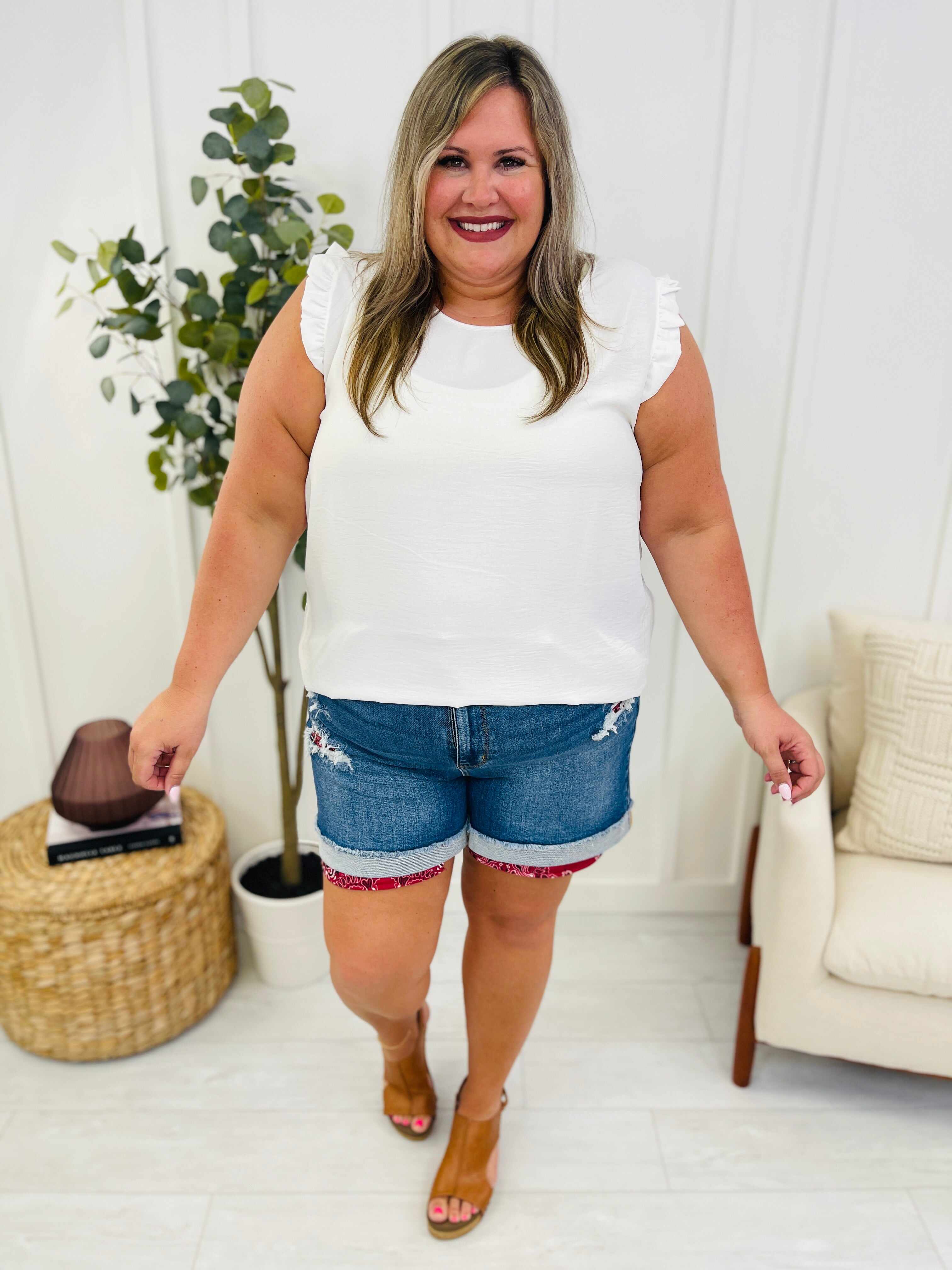REG/CURVY Red Hot Bandana Patched Shorts