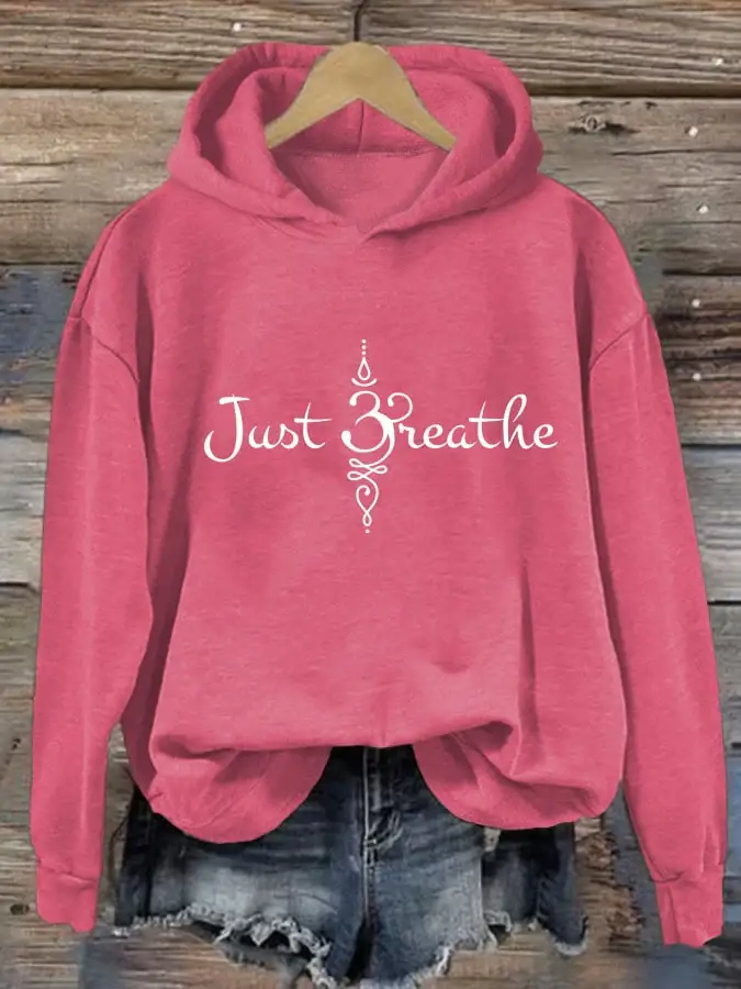 Women's Just Breathe Print Casual Sweatshirt