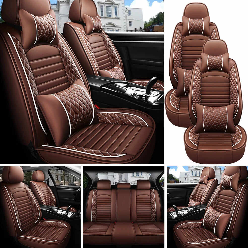 5-Seat Complete PU Leather Car Seat Cover Set - Full Interior Protection Kit