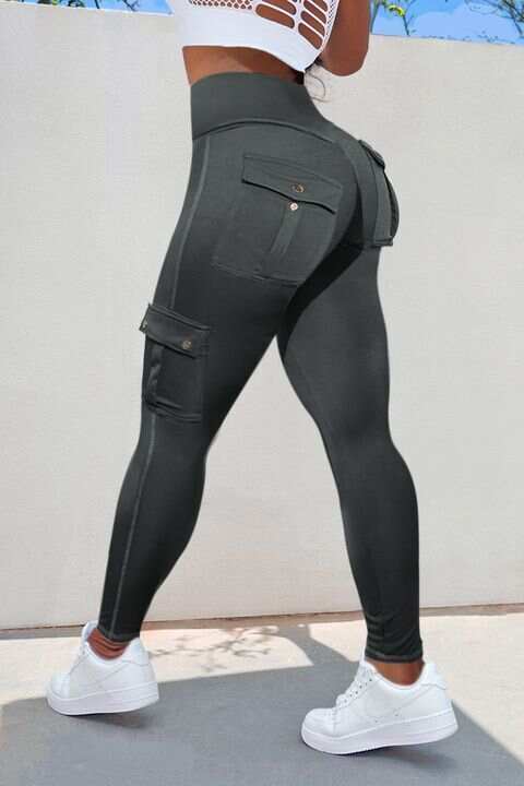 💕Solid Flap Pocket High Waist Sports Leggings