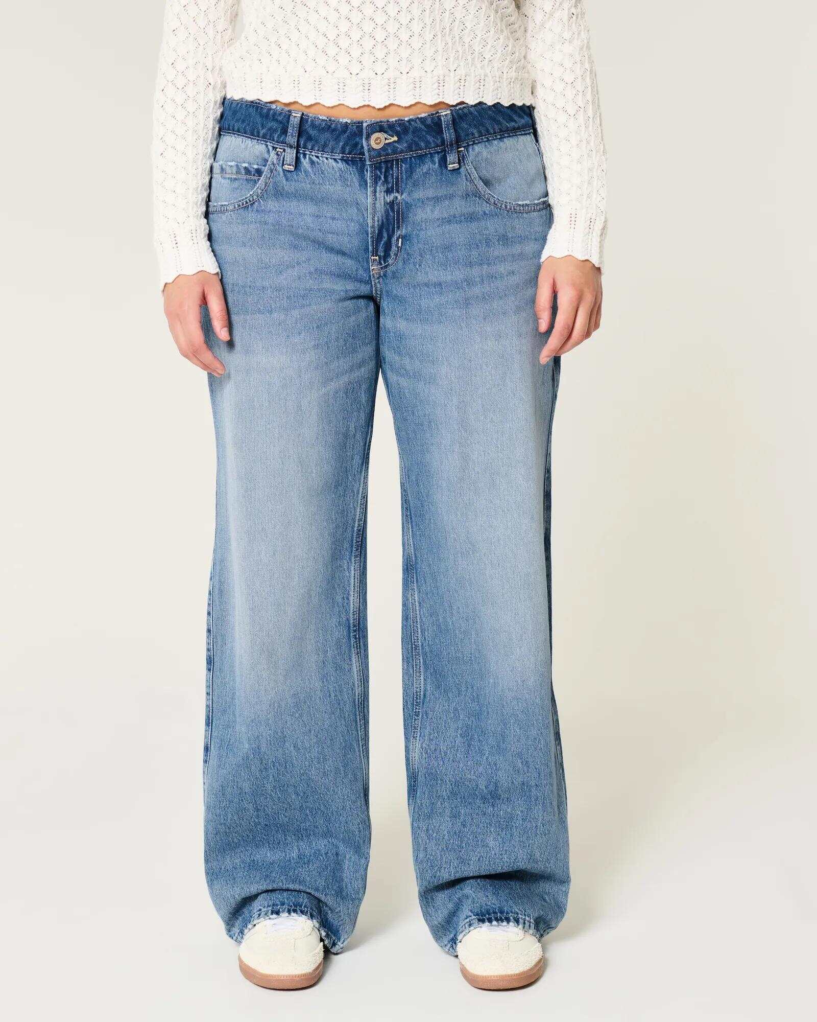 Low-Rise Dark Wash Baggy Jeans