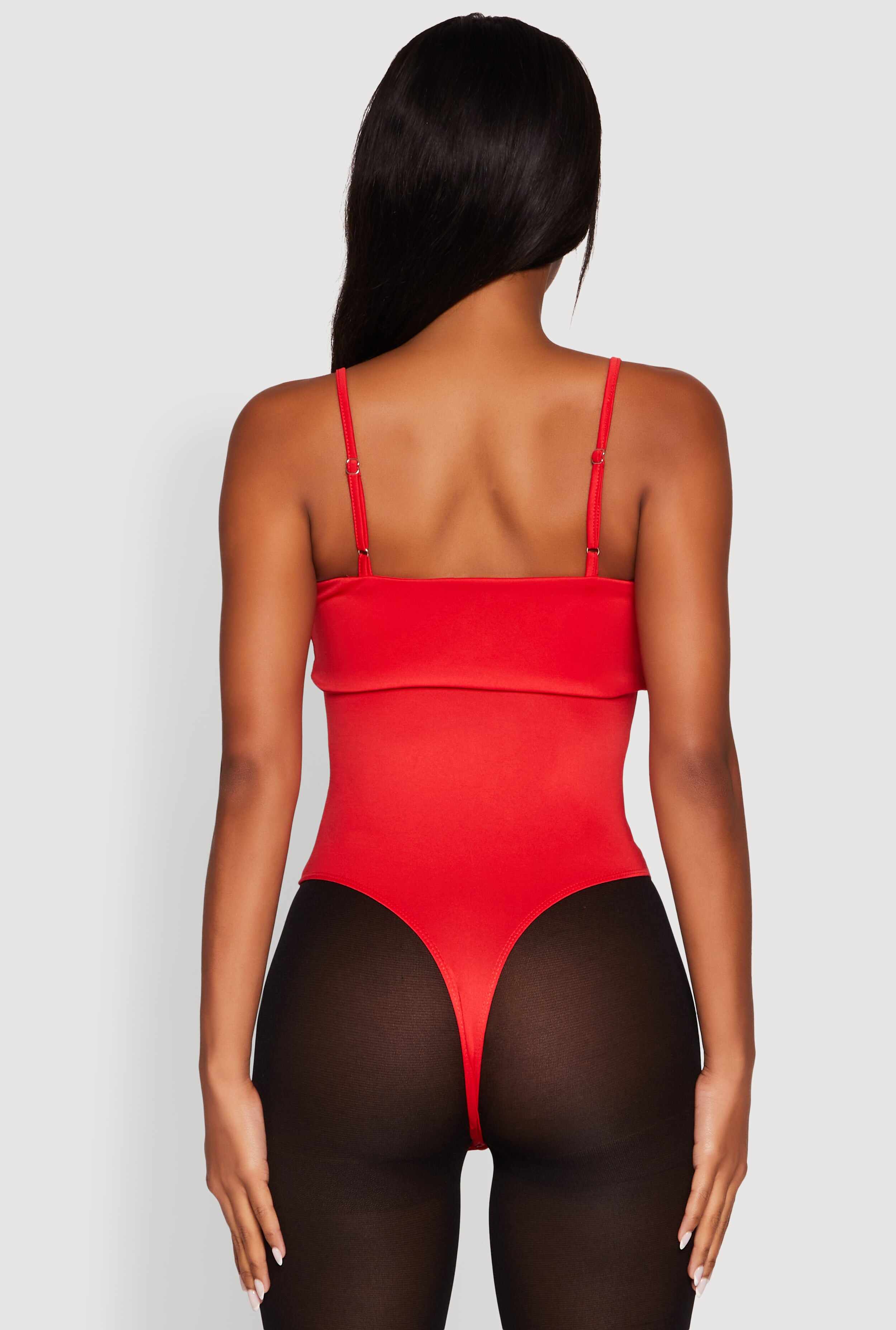 Fold Over Spaghetti Strap Bodysuit