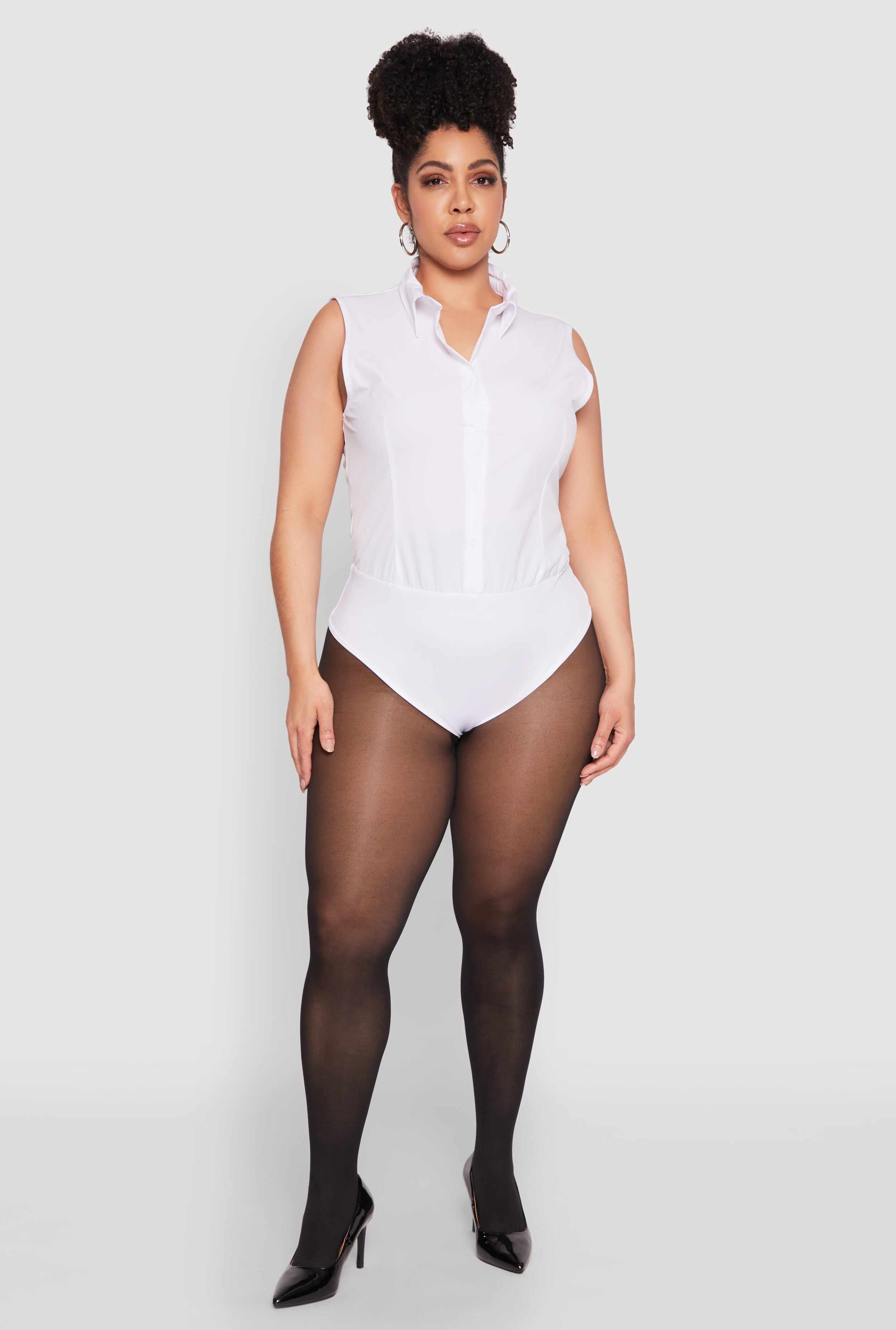 Plus Size Daisy Sleeveless Button Front Bodysuit