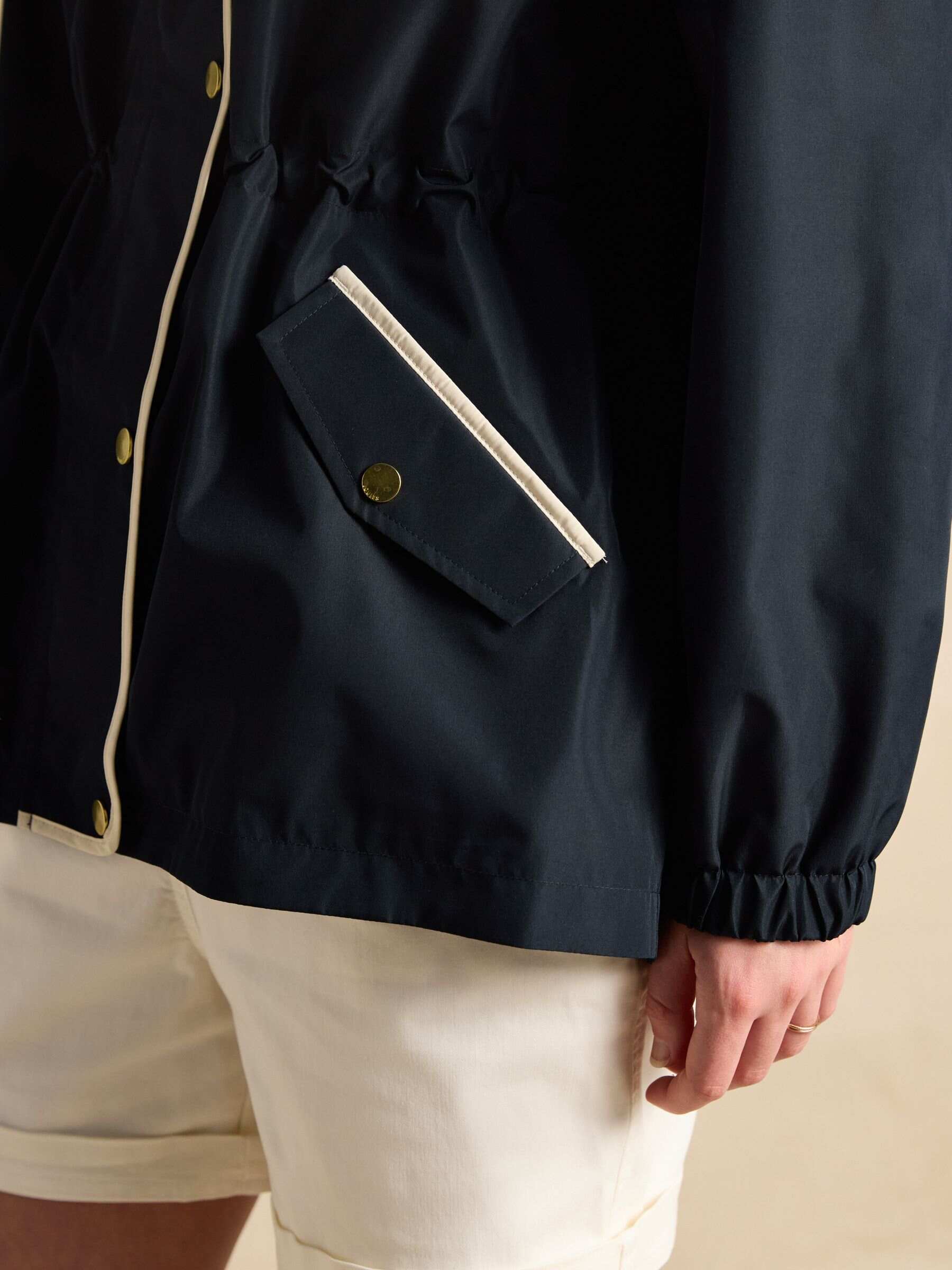 Holt Navy Blue Waterproof Packable Raincoat with Hood