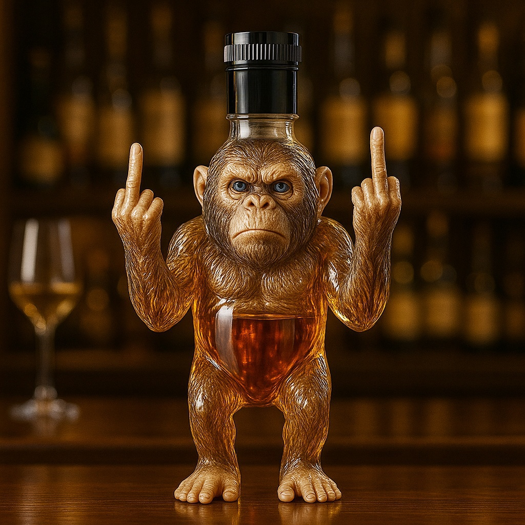Funny Middle Finger Bigfoot Whiskey Bottle
