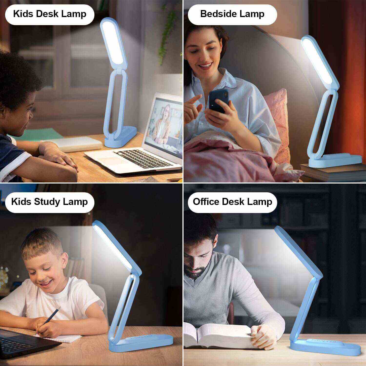 LED Desk Lamp for Office Home & Battery Operated Lamp Rechargeable Lamp Foldable & Portable Light, LED Desk Light Strip, 3 Brightness Dimmable Small Desk Lamp Wireless Reading Lamp