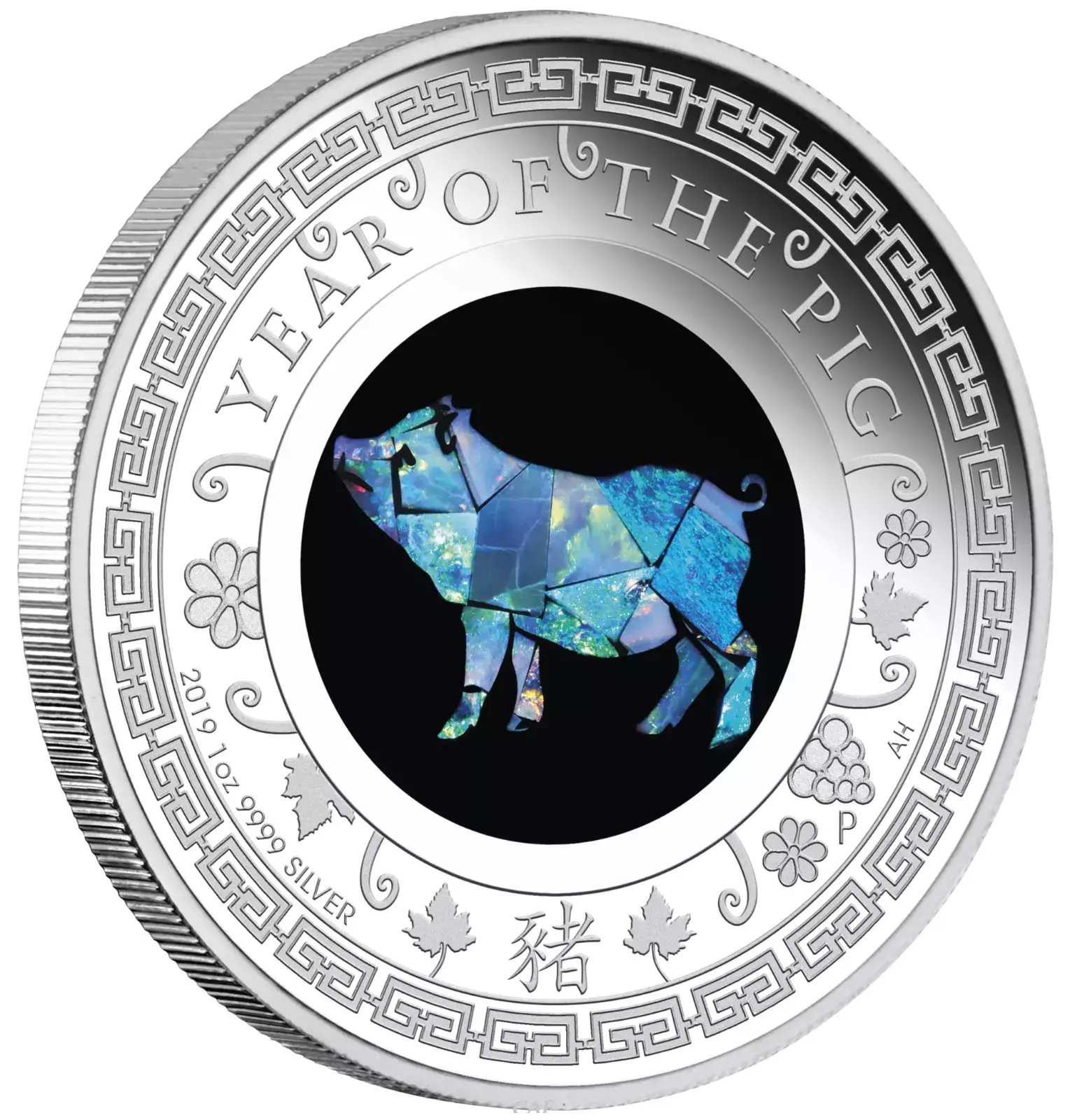 2019 Australia Opal Series Lunar Year of the PIG 1oz Silver Proof $1 Coin