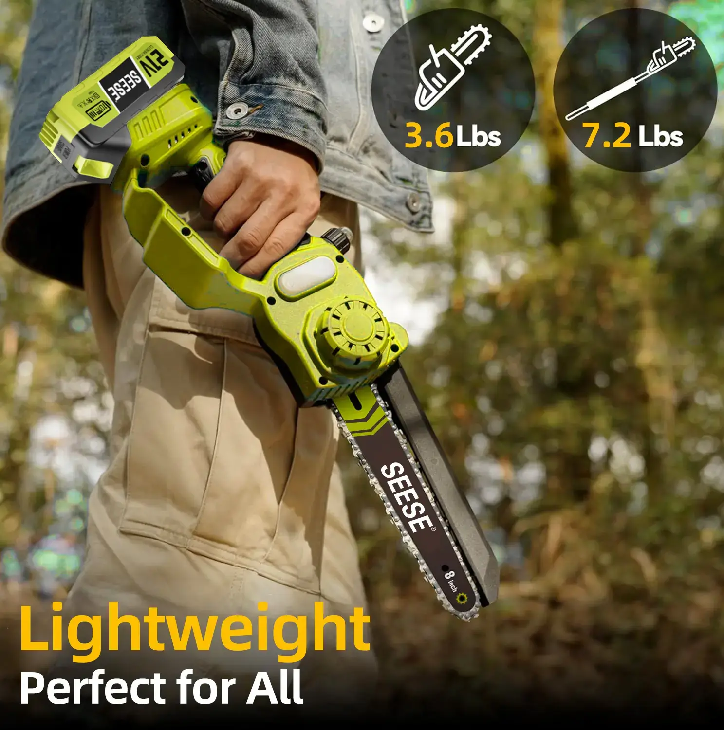 【FathersDayGift】 2 in 1 Mini Chainsaw with 2 x 21V Batteries, 8