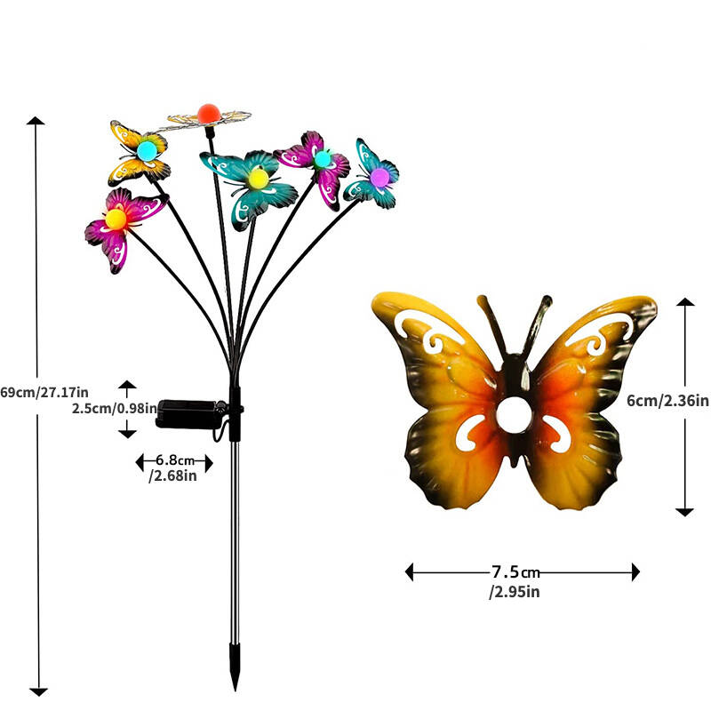 1pc Solar Floor Light, Waterproof Bionic Ground Plug Light, Decorative Iron Butterfly LED Floor Lamp, For Garden Landscape Lawn & Outdoor Decoration