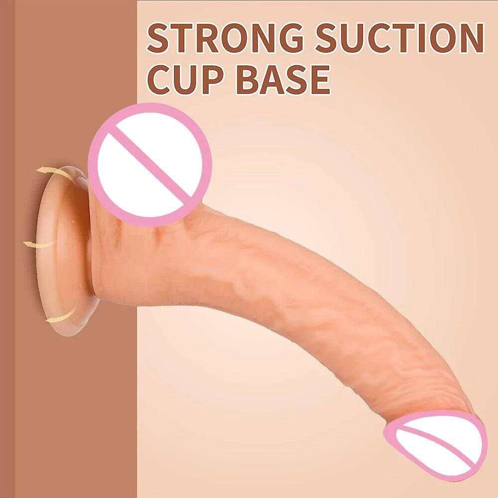 7-Inch Realistic Dildo with Suction Cup – Flexible Curved Shaft & Balls for G-Spot and Anal Play