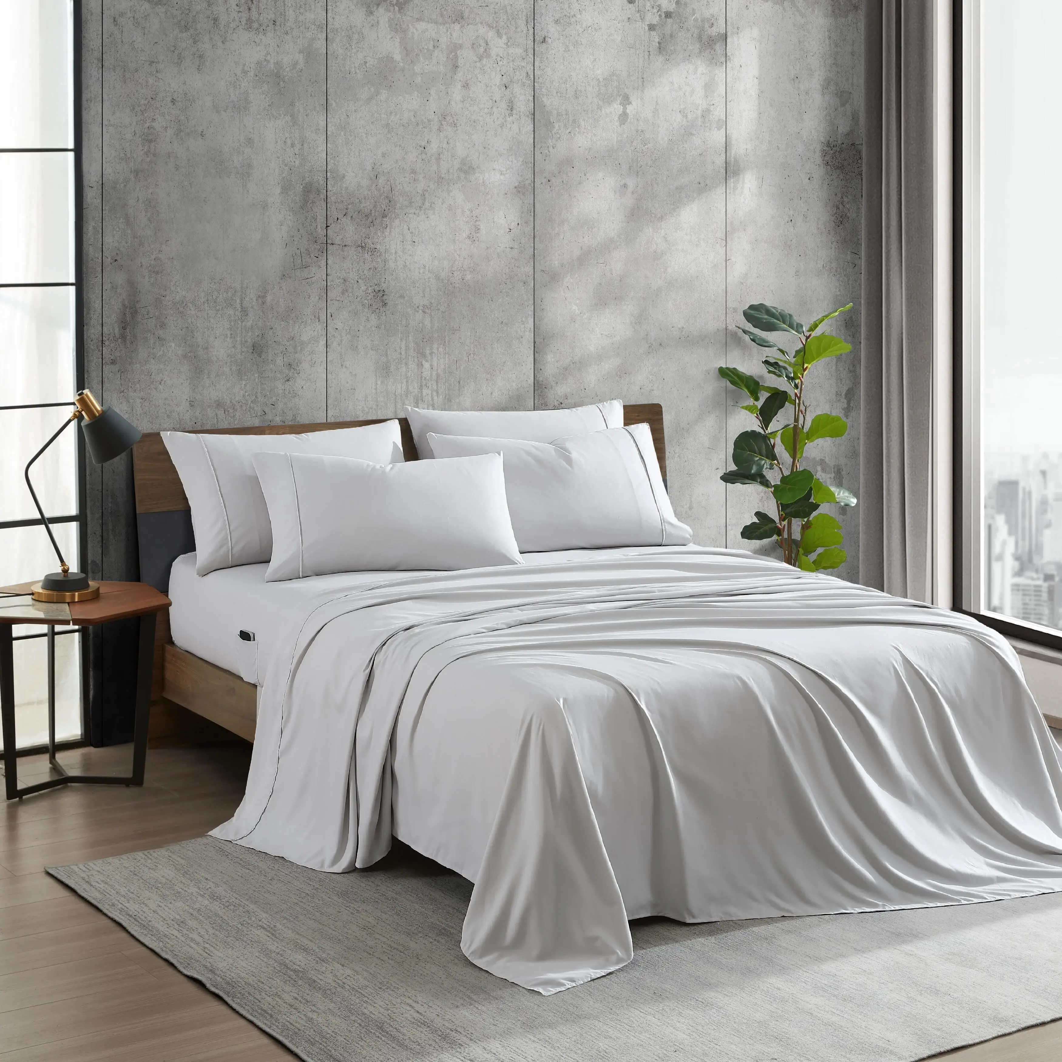 Kenneth Cole Solution Recyled Polyester Solid Bonus Sheet Set
