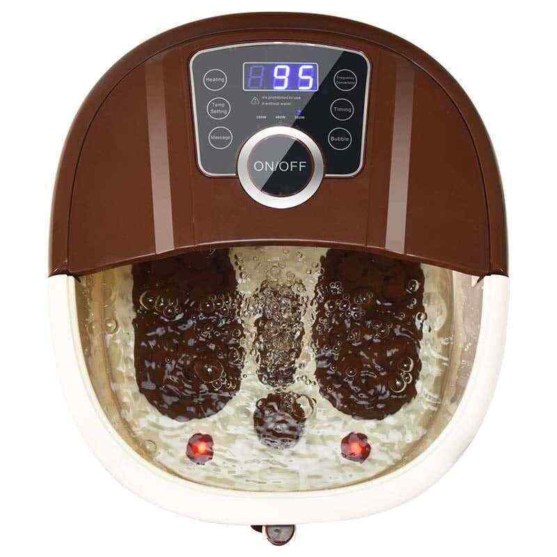 Heated Foot Spa Bath Massager with Bubbles, 16 Pedicure Shiatsu Roller Massage Points, Electric Foot Soaker Tub