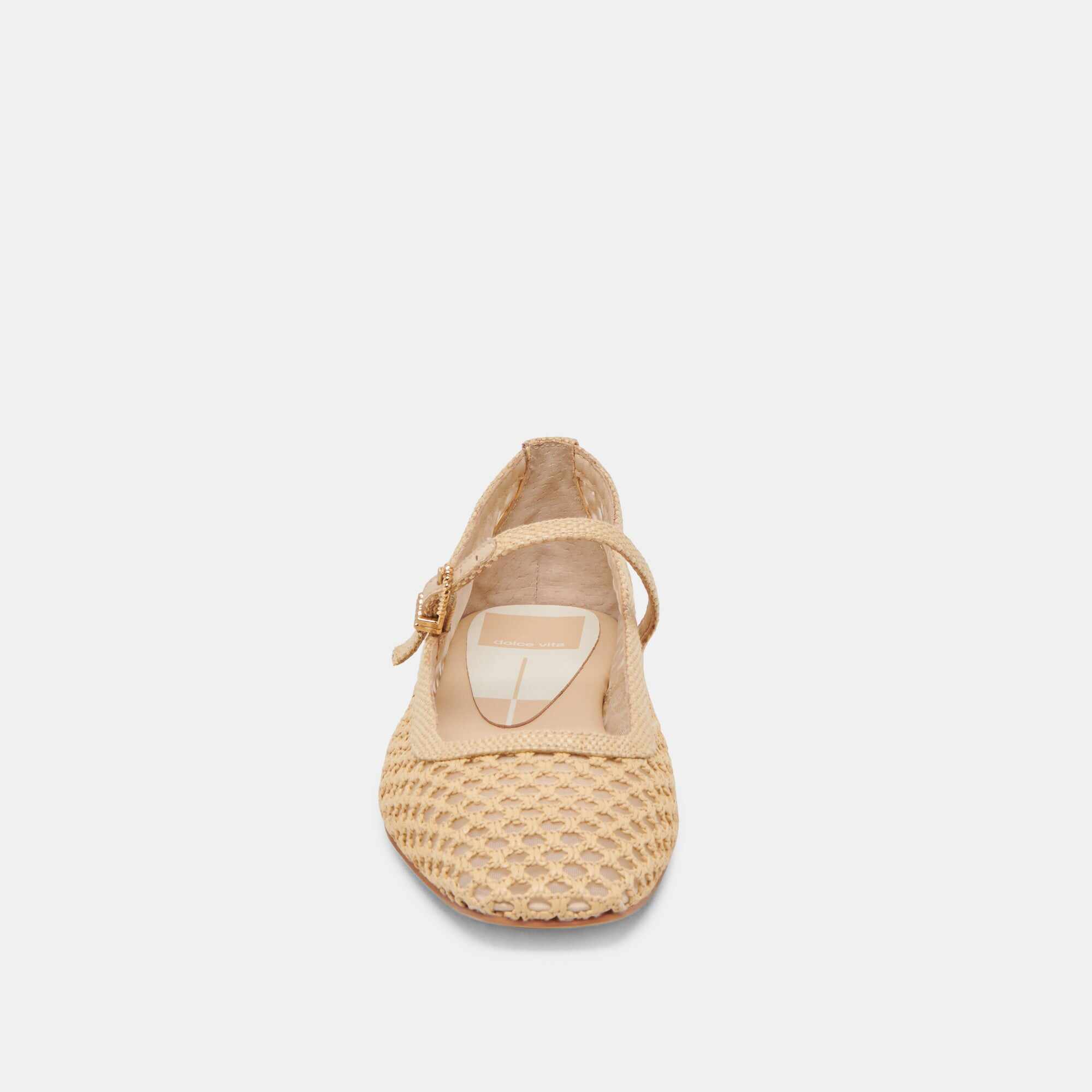 REYES WIDE BALLET FLATS LT NATURAL WOVEN RAFFIA