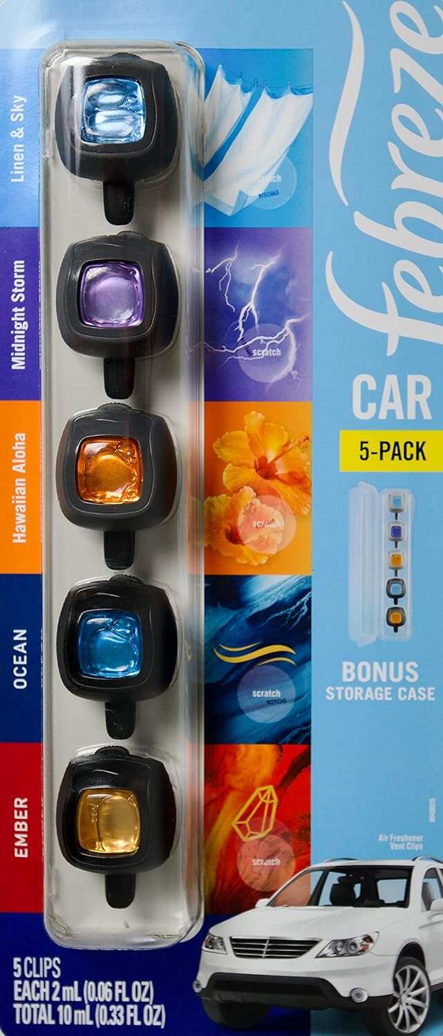 Febreze Car Air Fresheners, New Car Scent, Odor Eliminator for Strong Odors Car Vent Clips (2 Count)