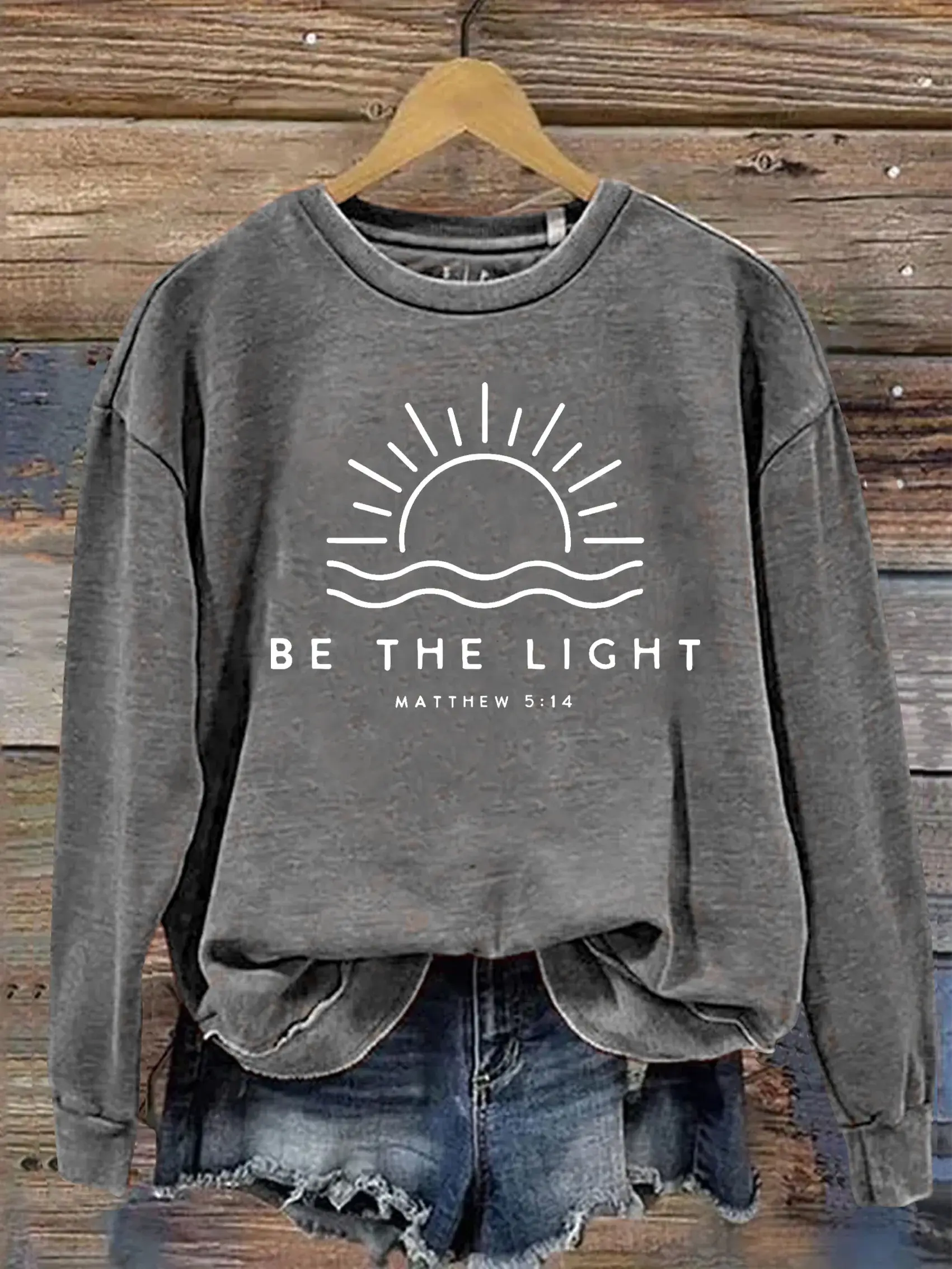 Unisex Women's Men's Be The Light Mathew 5:14 Bible Verse Religious Faith Outfit Church Christian Print Casual Hoodie