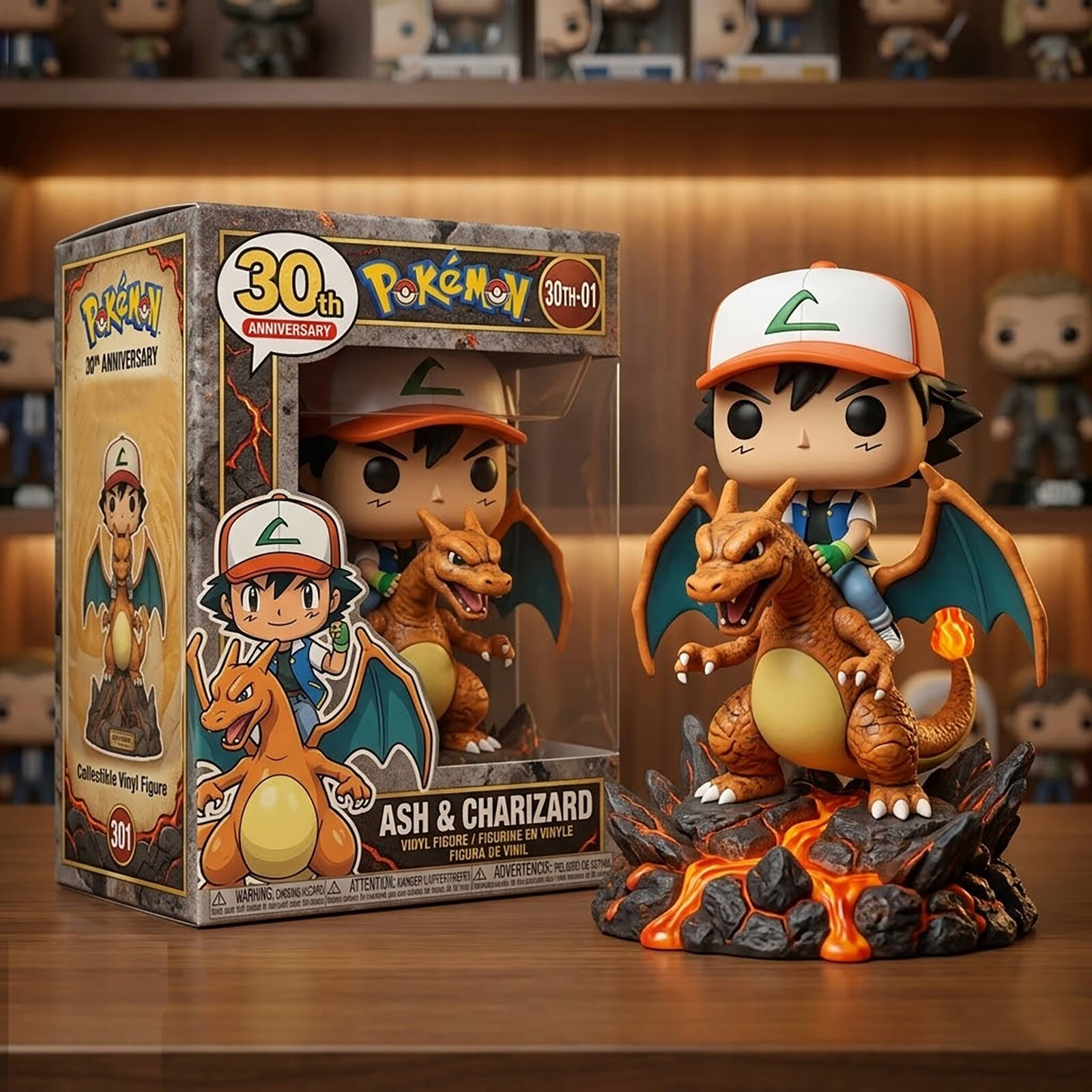 Pokémon 30th Anniversary – Ash & Charizard Edition Pop! Figure