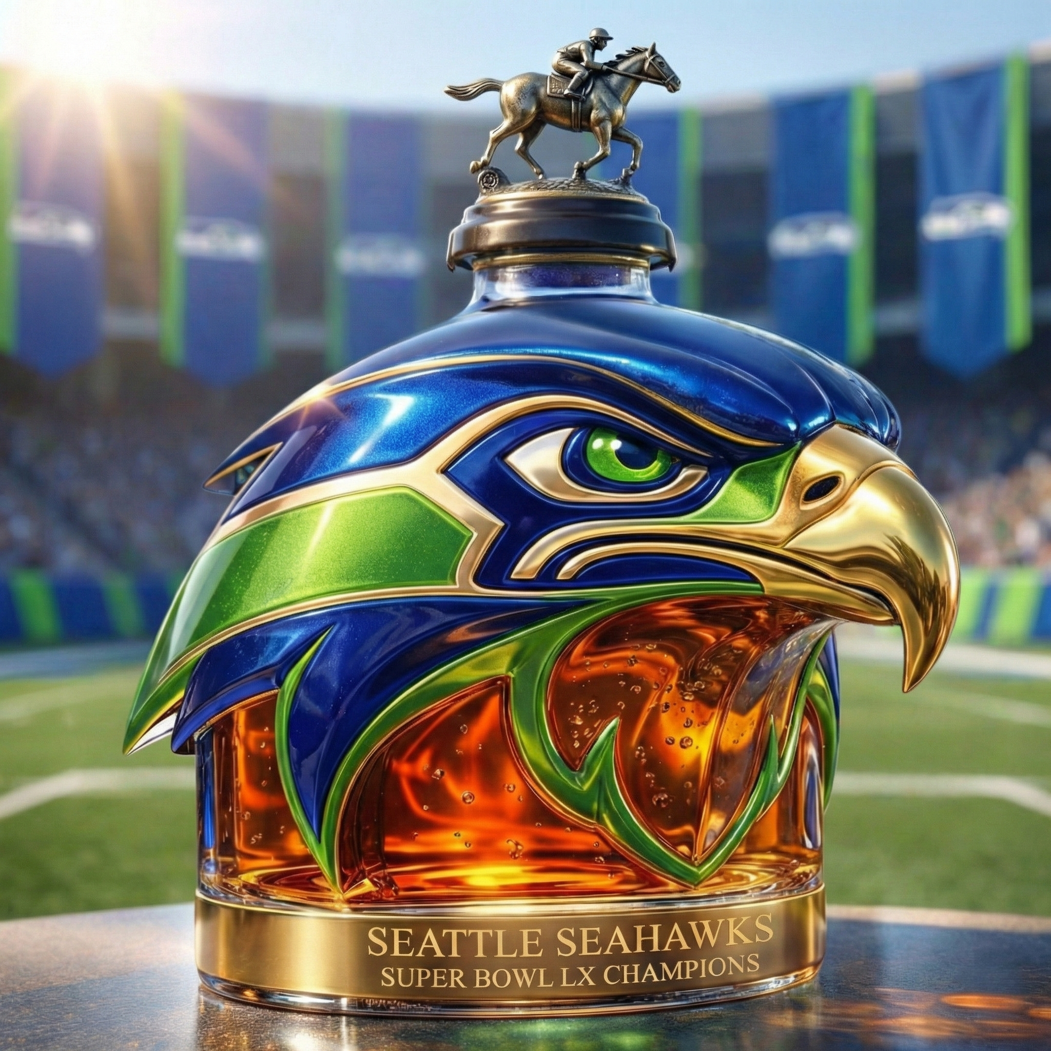 Seattle Seahawks Super Bowl LX Champions Whiskey Bottle