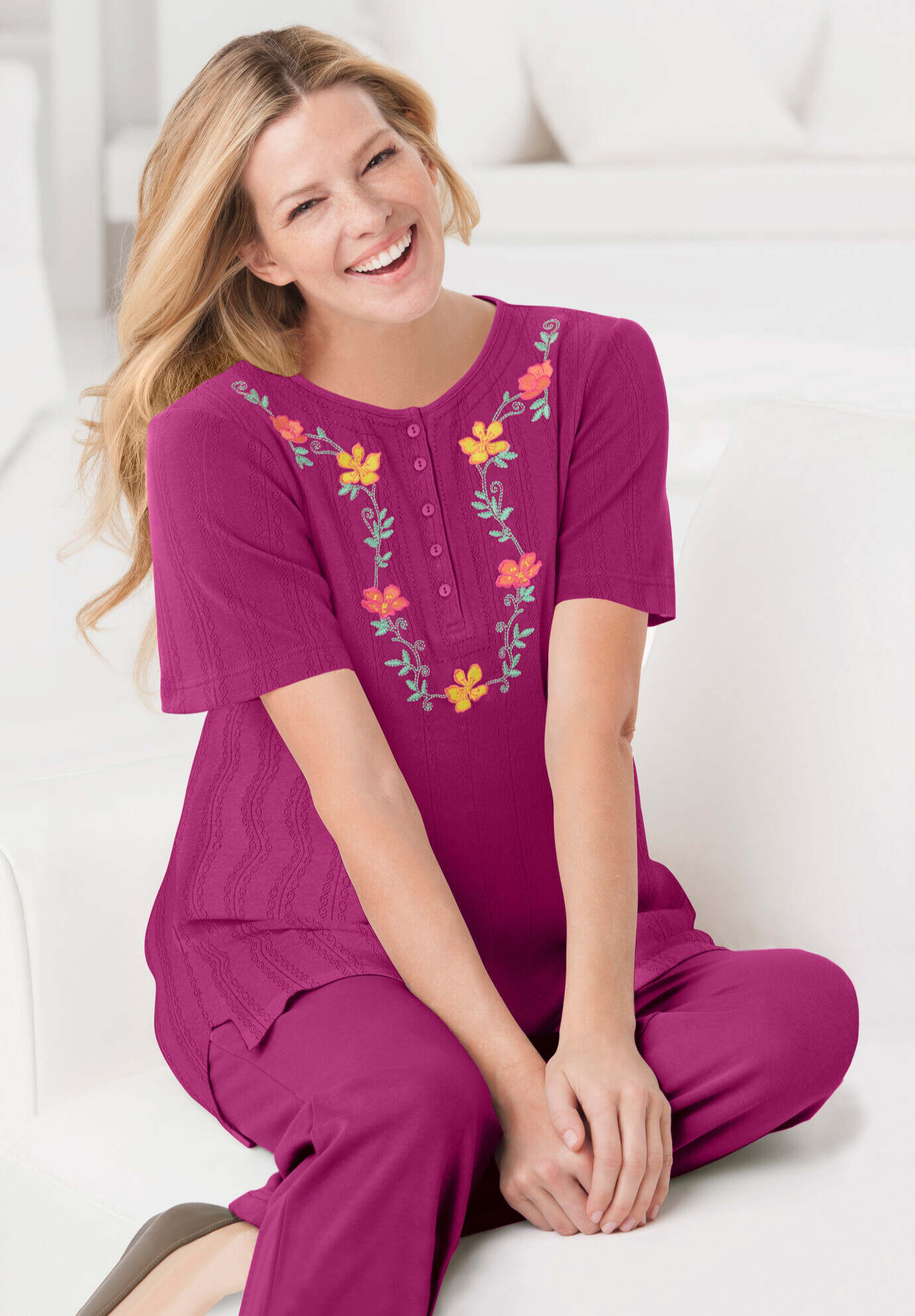 7-Day Embroidered Pointelle Tunic