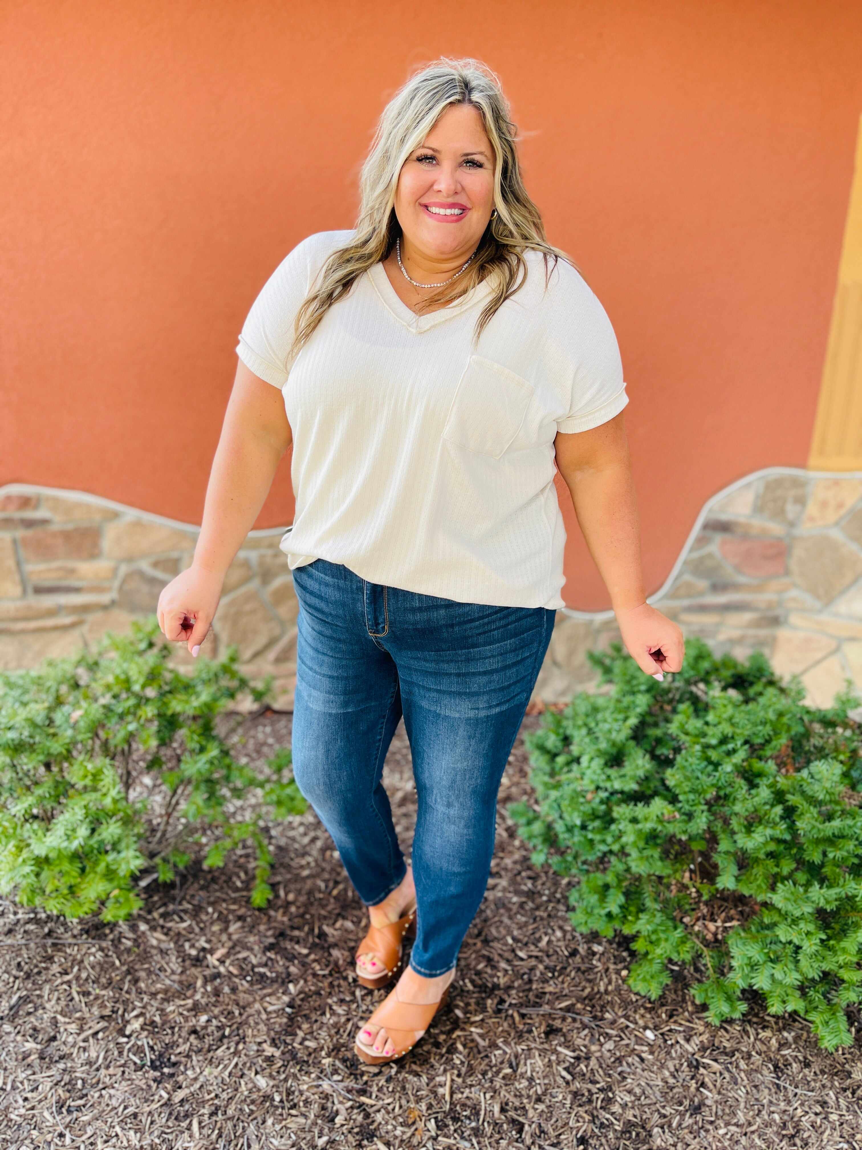 Reg/Curvy Blessed and NonDistressed Relaxed Fit Jeans