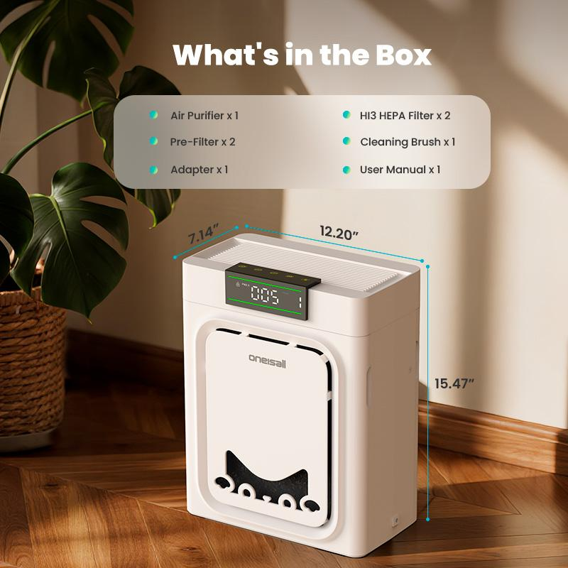 Air Purifiers For Home Pets, 3-in-1 Washable HEPA Filter, Covers up to 2200 Ft², Dual-Sided Filter with 220g Activated Carbon, Pet-Friendly Design – Pet Lock, Allergen Relief & Odor Removal