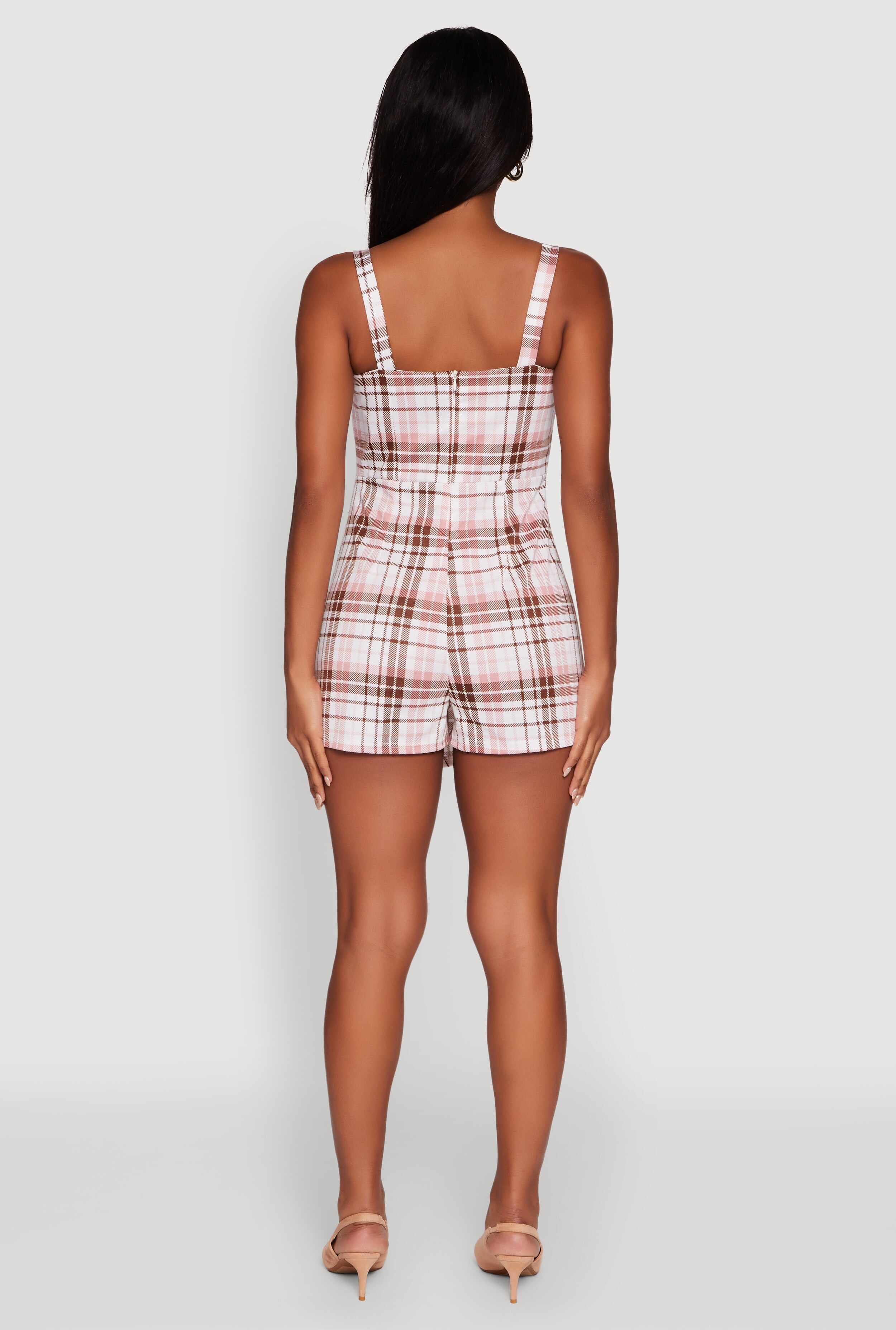 Plaid Sleeveless Romper