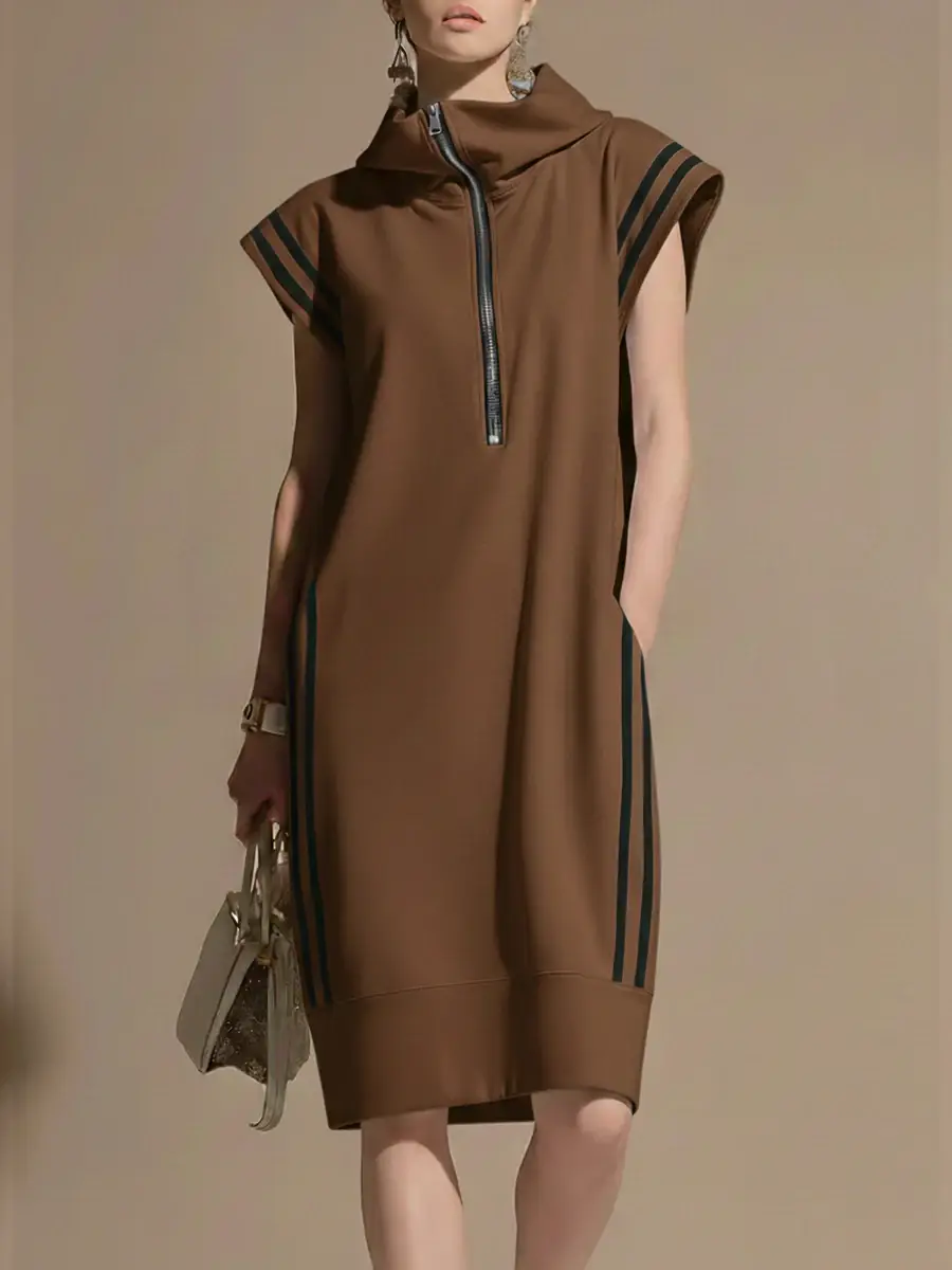 🔥Summer Arrivals🌟Women's Casual Patchwork Striped Hooded Dress