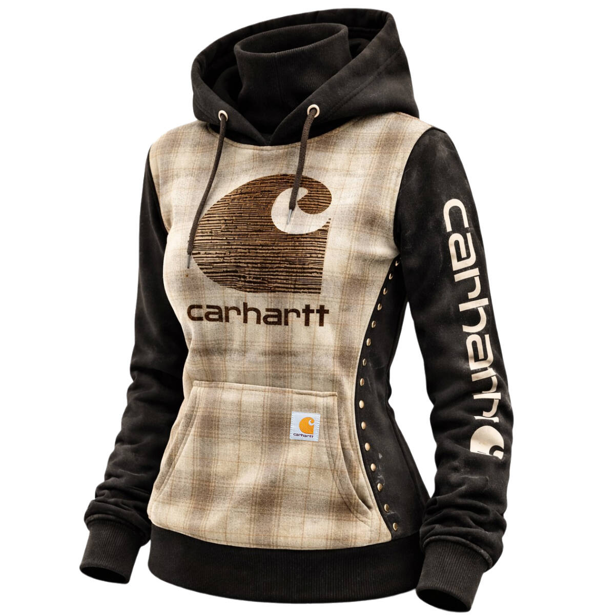 Women Autumn and winter Two-Tone Hoodie-Emerald green