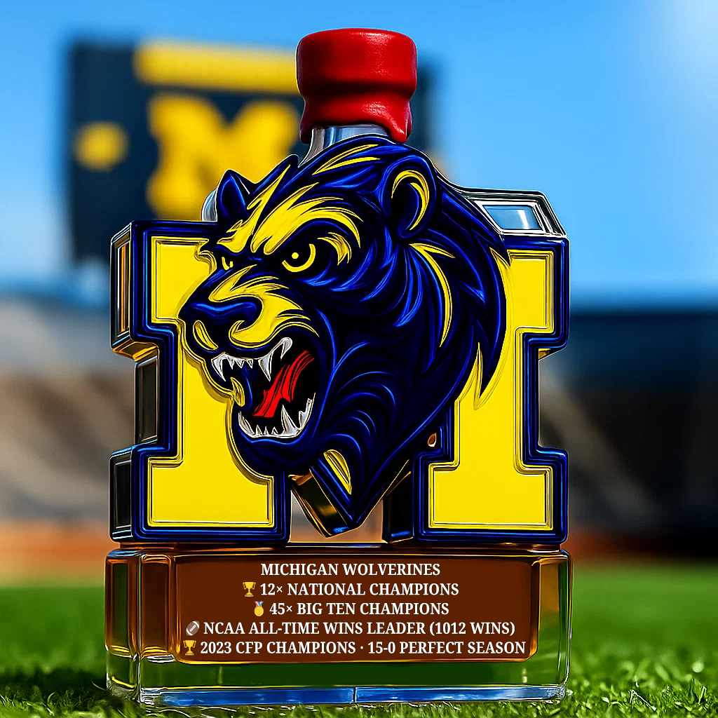 University of Michigan Michigan Wolverines Whiskey Bottle