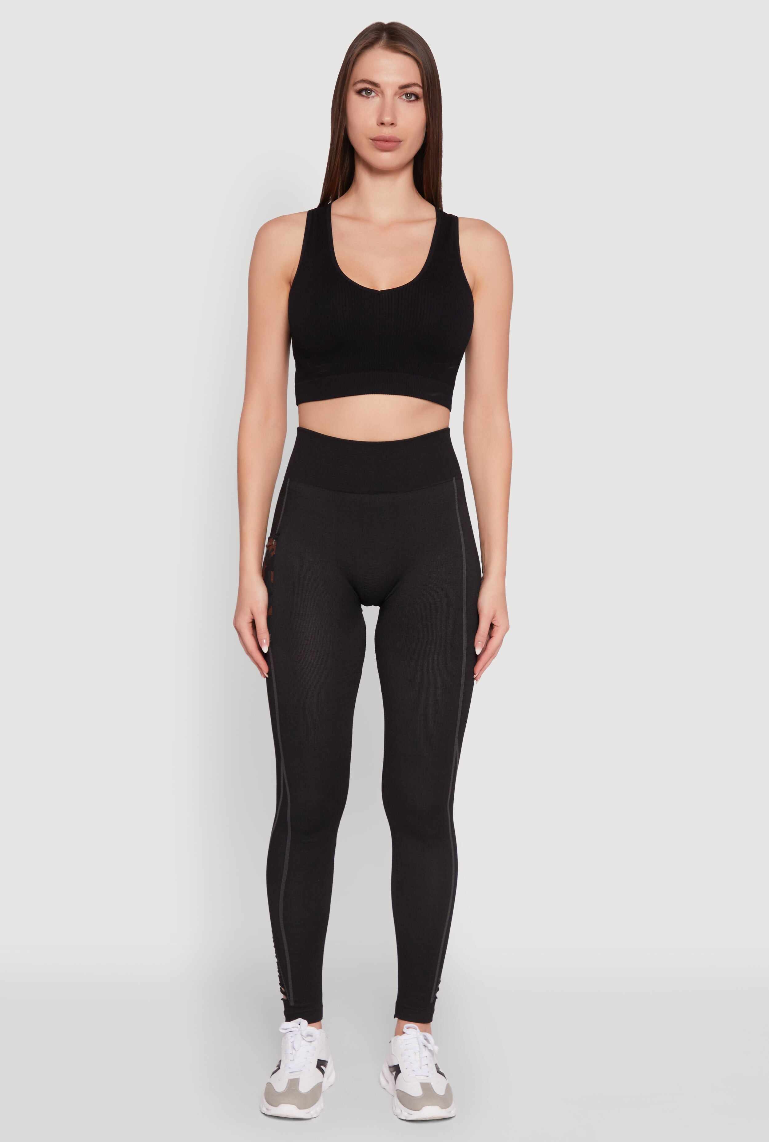 Trendy High Waisted Camo Pocket Laser Cut Leggings