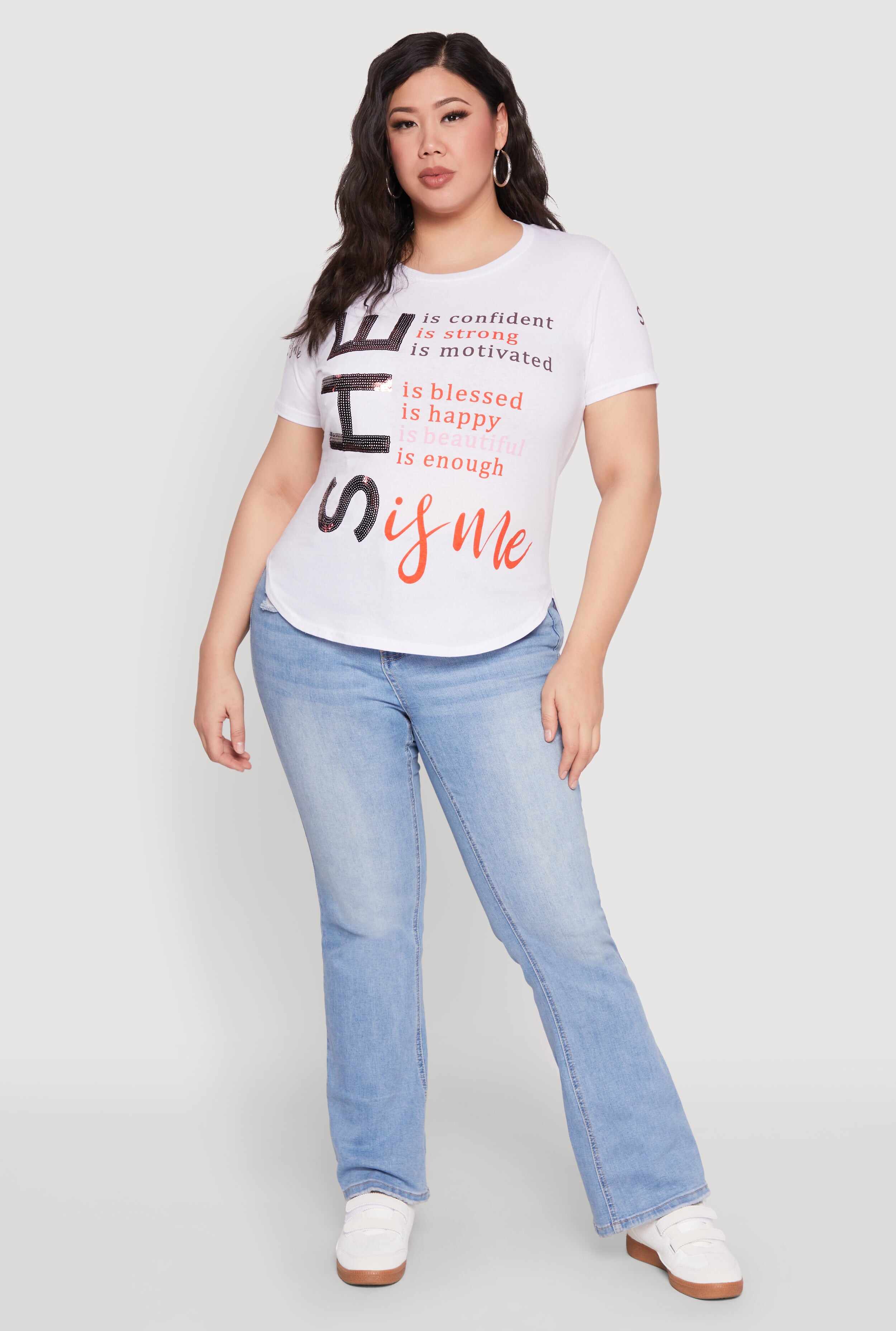 Plus Size Sequin She Is Me Graphic Tee