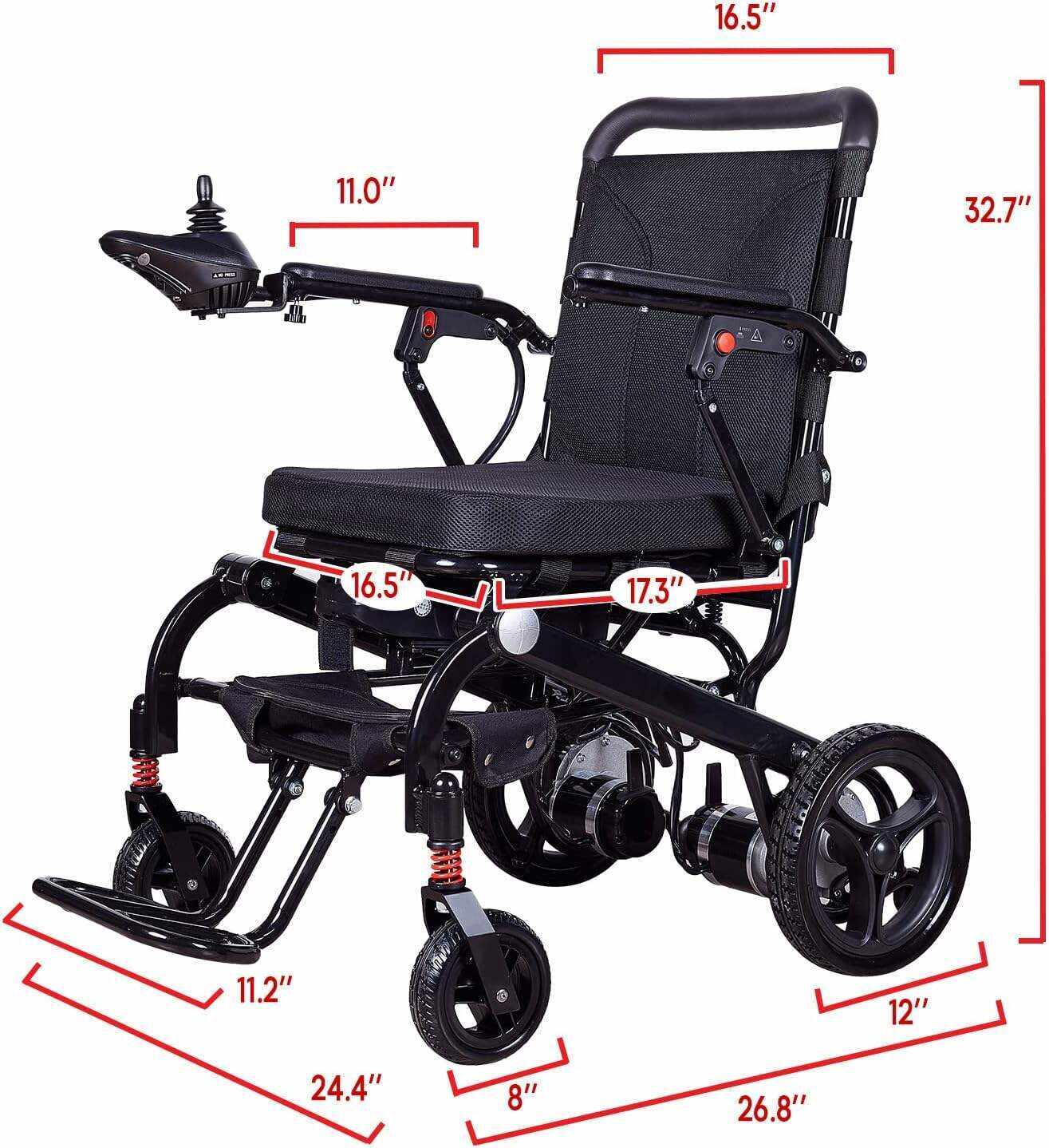 Rubicon DX06 Super Lightweight Electric Wheelchairs - Easy to Use - 12 mi Cruise Range - Detachable Battery 10AH - Liftable Armrest- Travel Size Foldable Power Wheelchair - Serviced from USA (Model1)