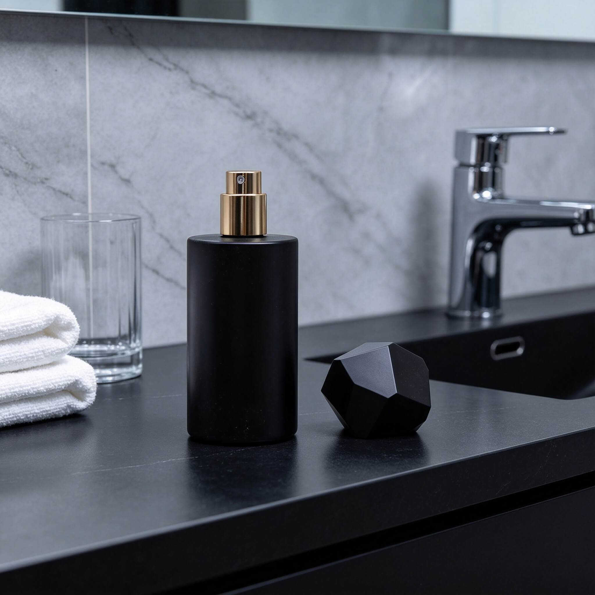 Matte Black Cylinder Refillable Perfume Bottle