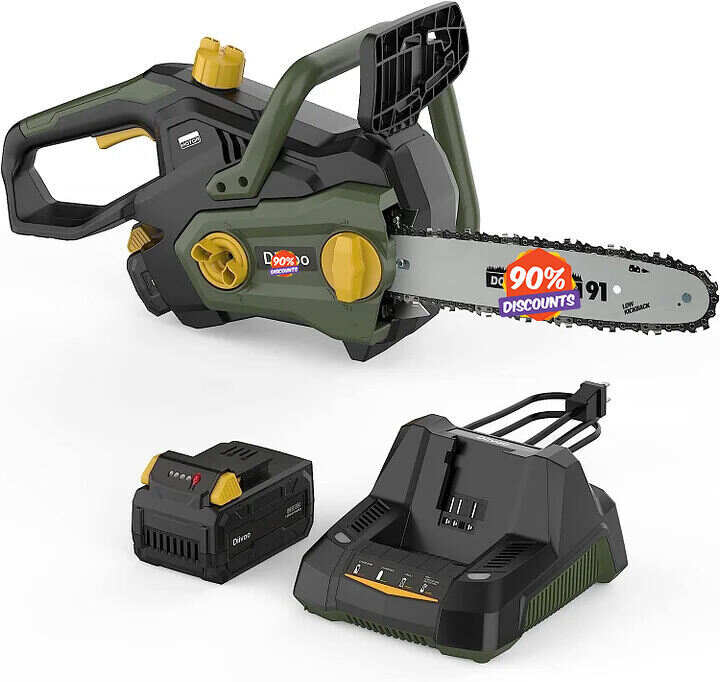 Electric Chainsaw Cordless, 40V Battery Powered Chainsaw With Brushless Motor, 2.5Ah Battery and Fast Charger Included, 12-inch Power Chain Saws for Trees Wood Farm Cutting