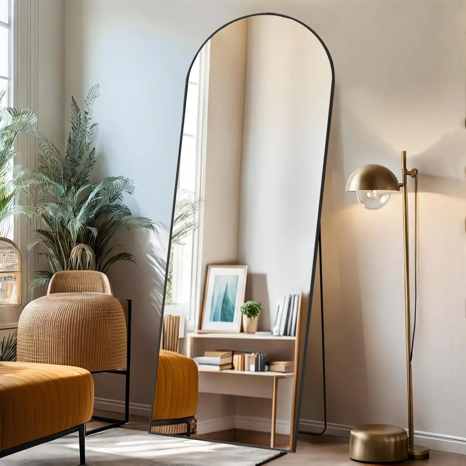 Full Length Mirror with Stand, Floor Mirror with Aluminum Alloy Frame for Bedroom, Standing Full Body Mirror for Wall, Cloakroom