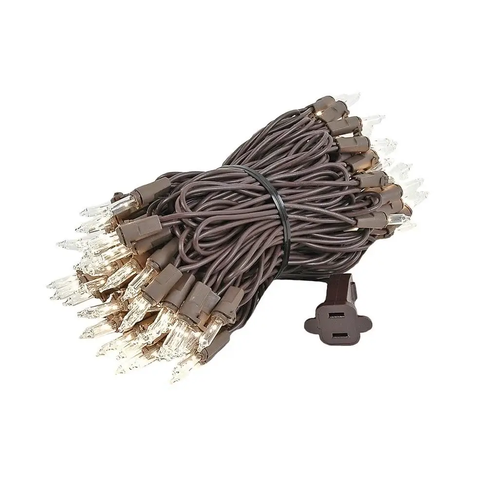 100 Light Christmas Mini Light Set, Black Wire, 34' Long