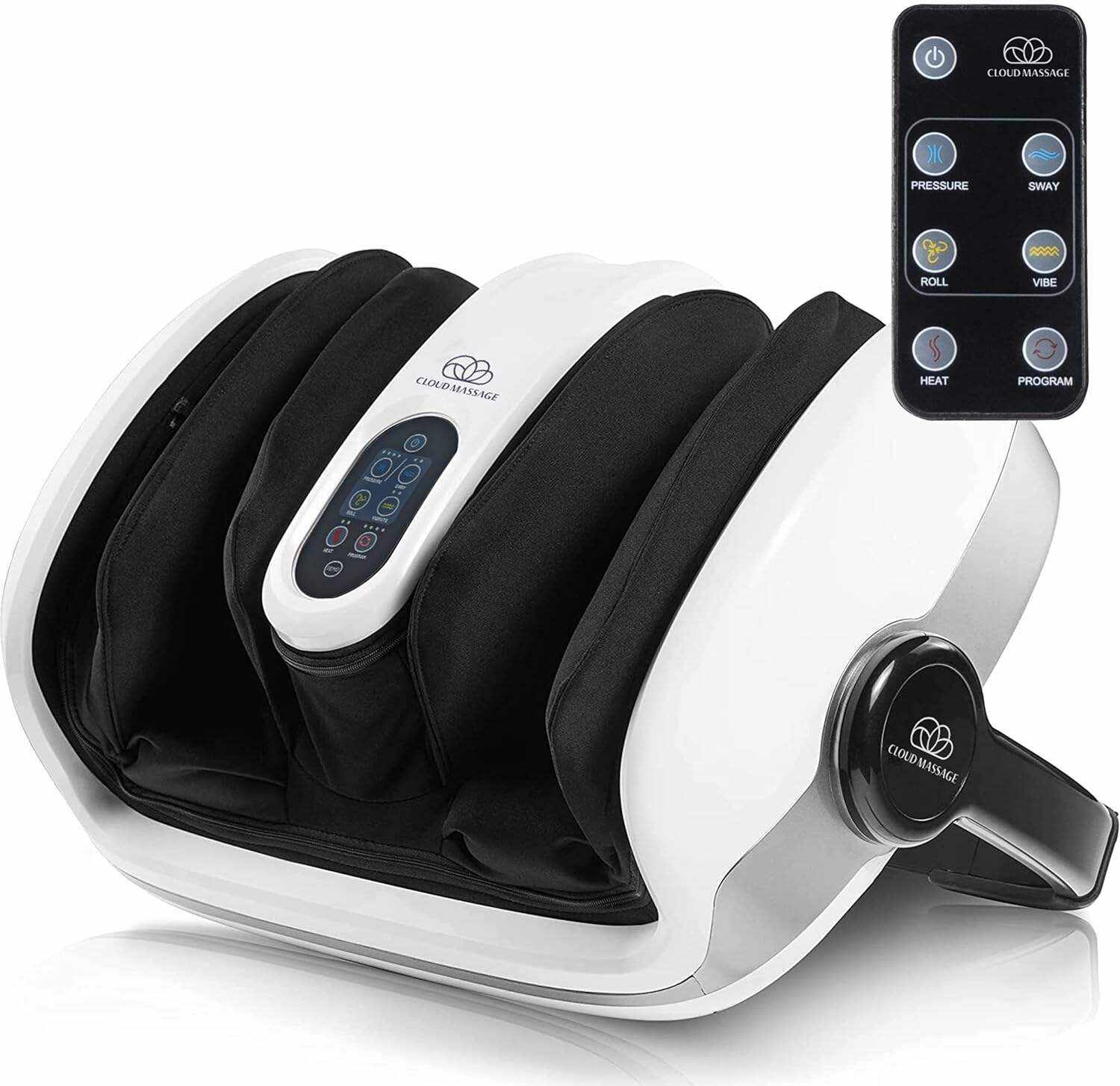 Cloud Massage Shiatsu Foot Massager for Circulation and Pain Relief - Foot Massager Machine for Relaxation, Plantar Fasciitis Relief, Neuropathy, Heat Therapy - FSA/HSA Eligible (White - No Remote)