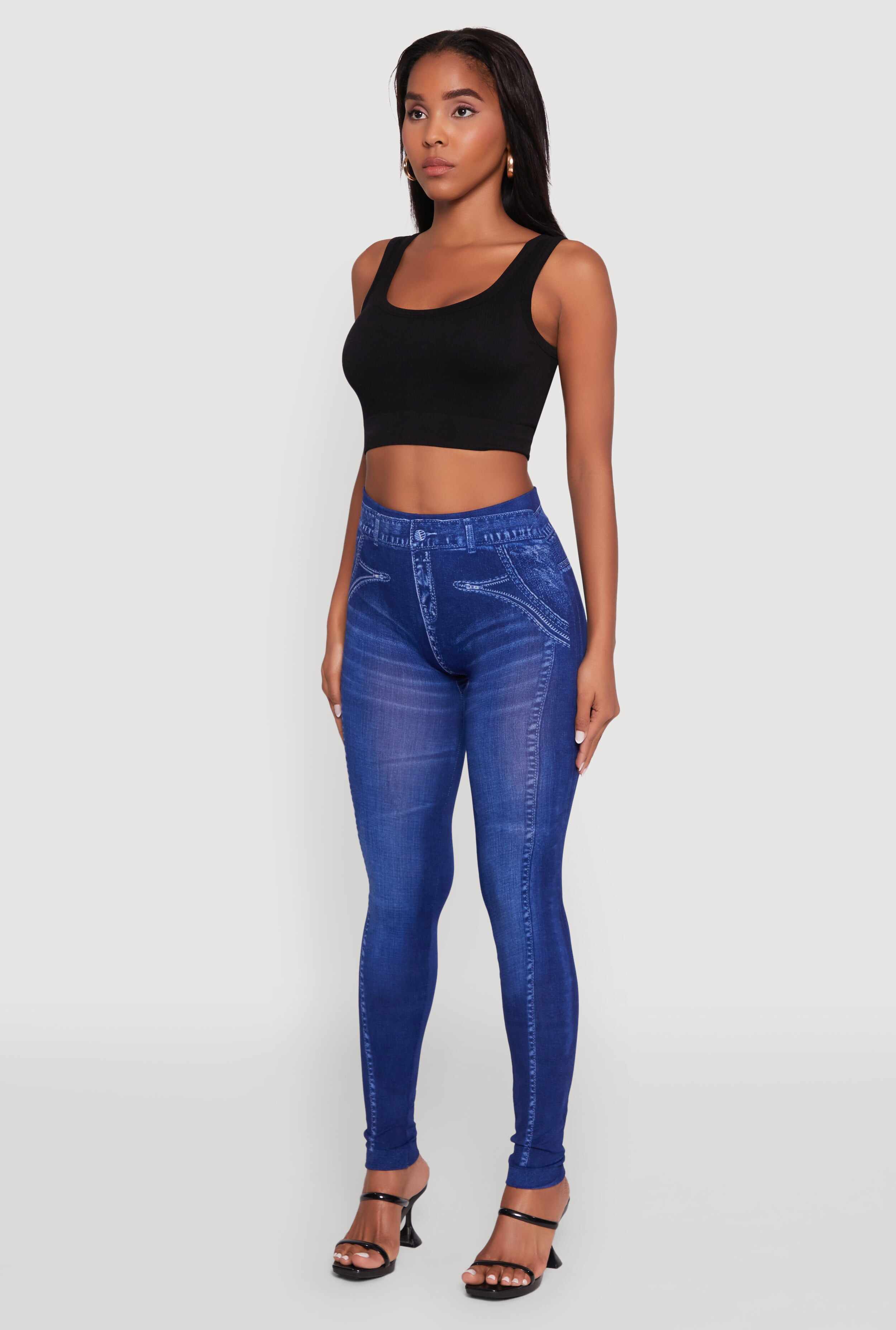 Denim Print Booty Lift Leggings