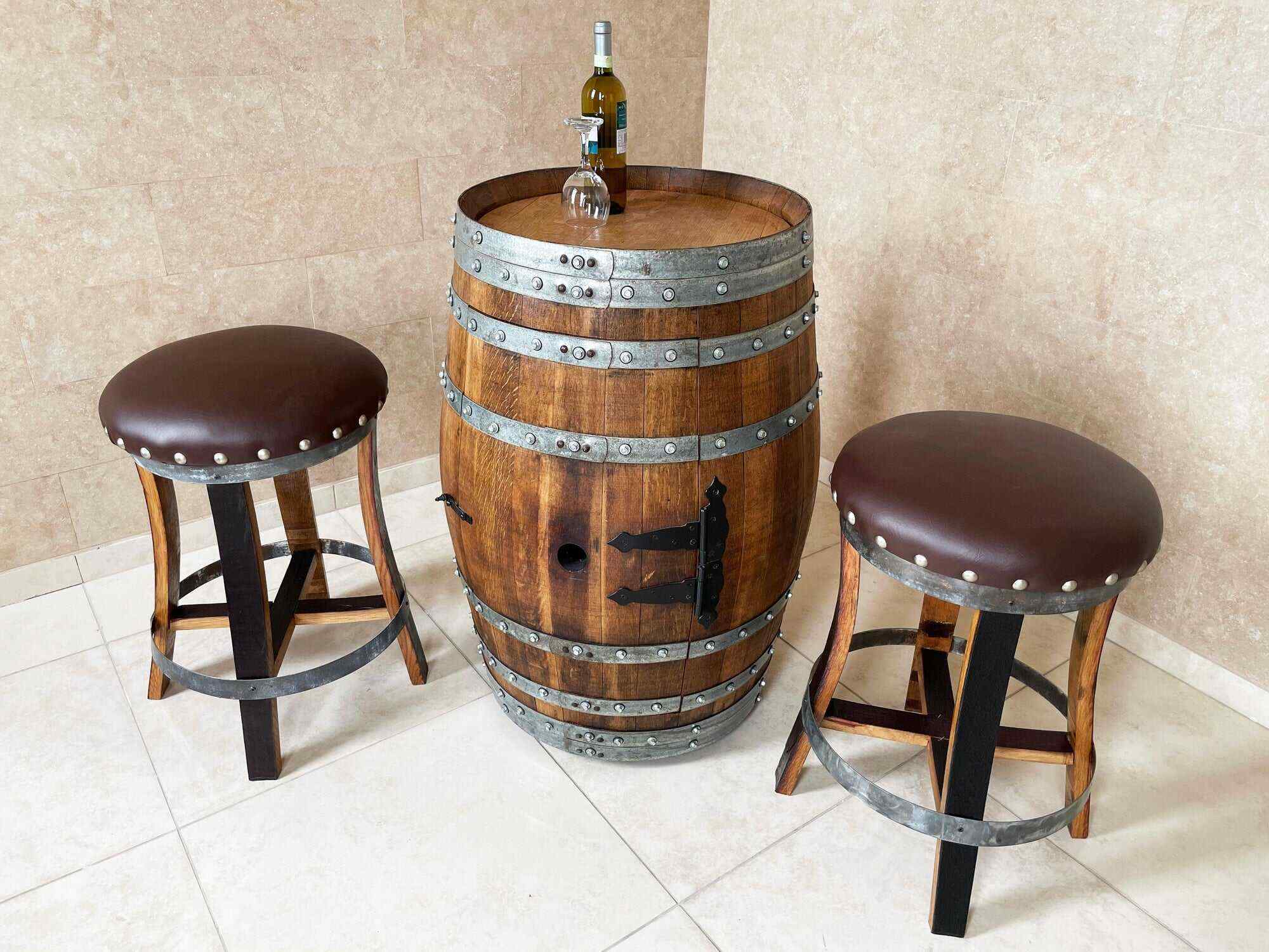 BARREL STAVE BAR STOOL