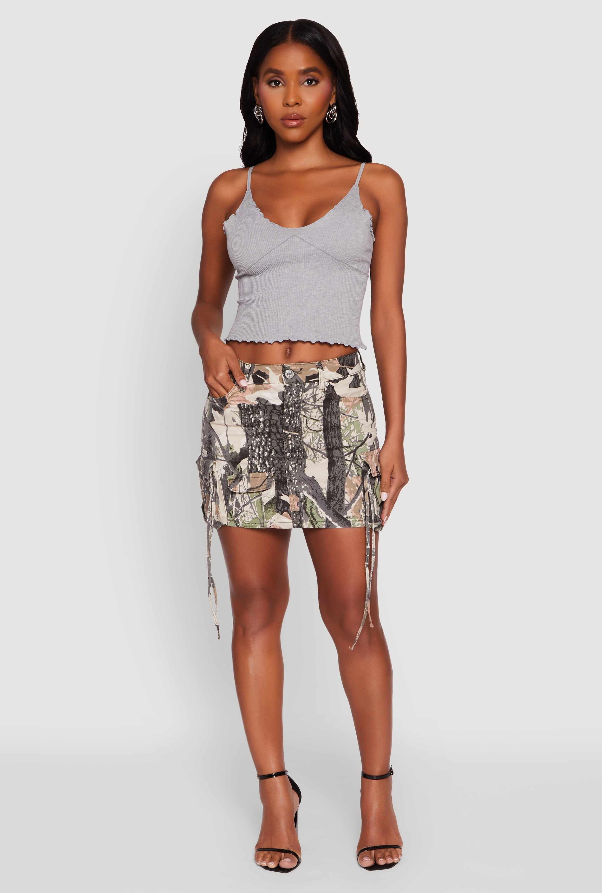 Trendy Hunter Print Mini Cargo Skirt