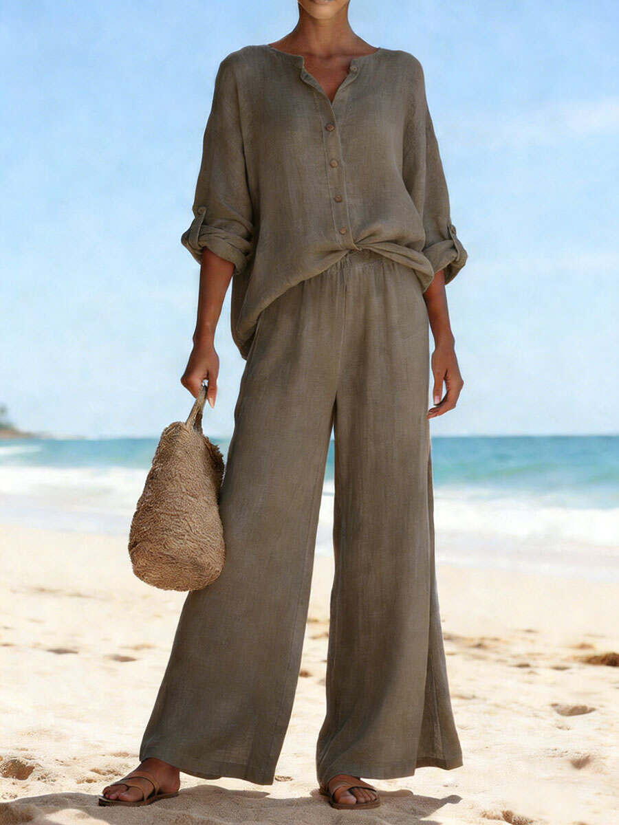🔥Summer Arrivals🌟Casual And Cozy Minimalist Linen Two-piece Set
